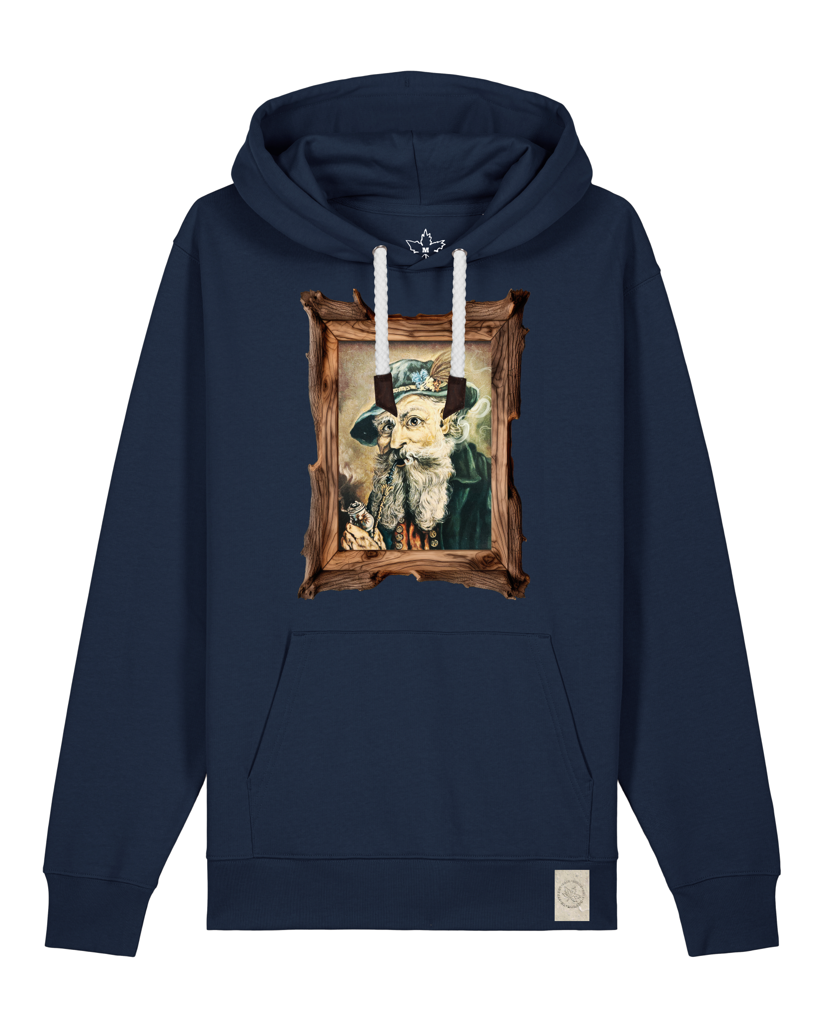 bio-unisex-medium fit-hoodie-räuchermann-stsu177-marine-weiße kordel-front