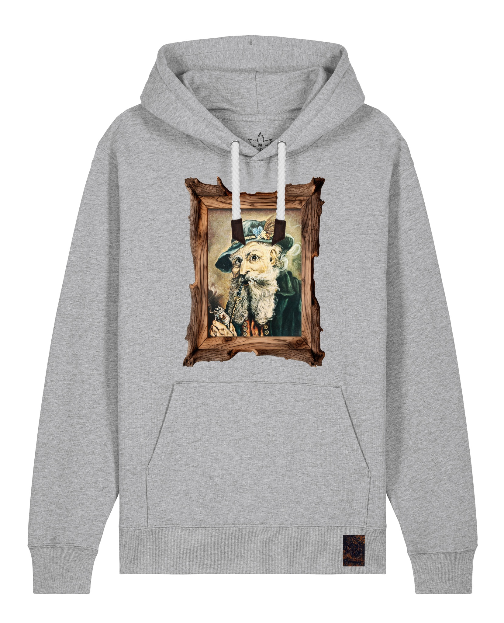 bio-unisex-medium fit-hoodie-räuchermann-stsu177-mausgrau-weiße kordel-front