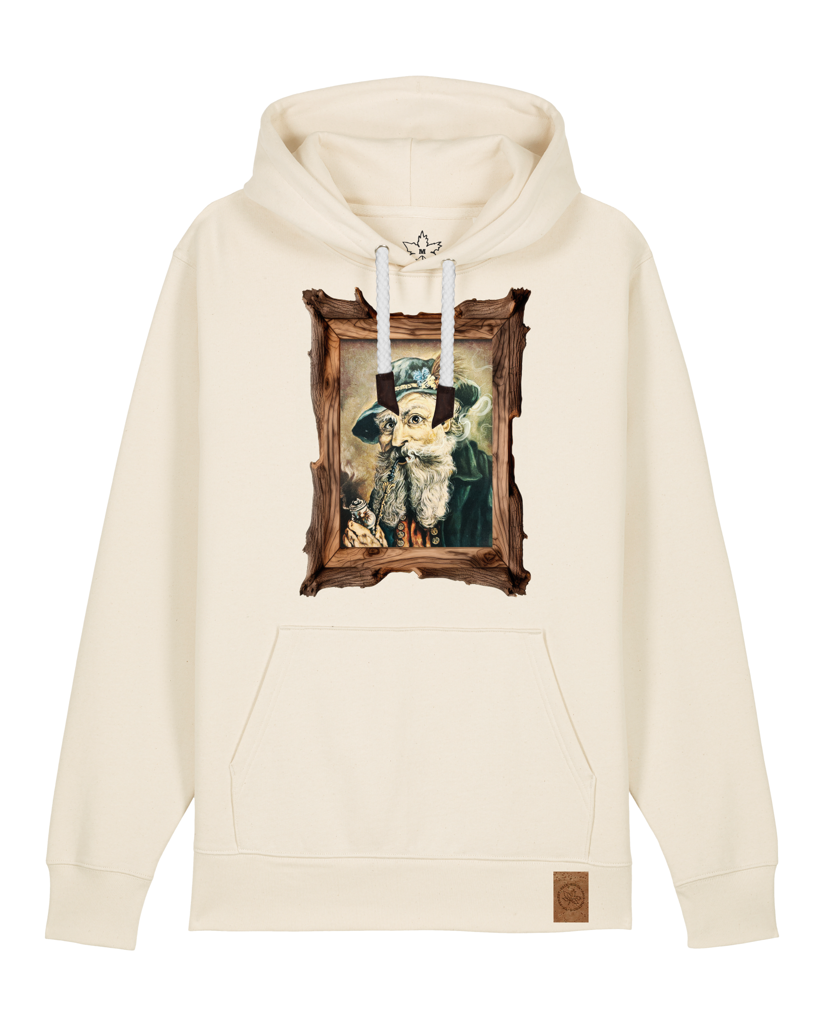 bio-unisex-medium fit-hoodie-räuchermann-stsu177-natur-weiße kordel-front