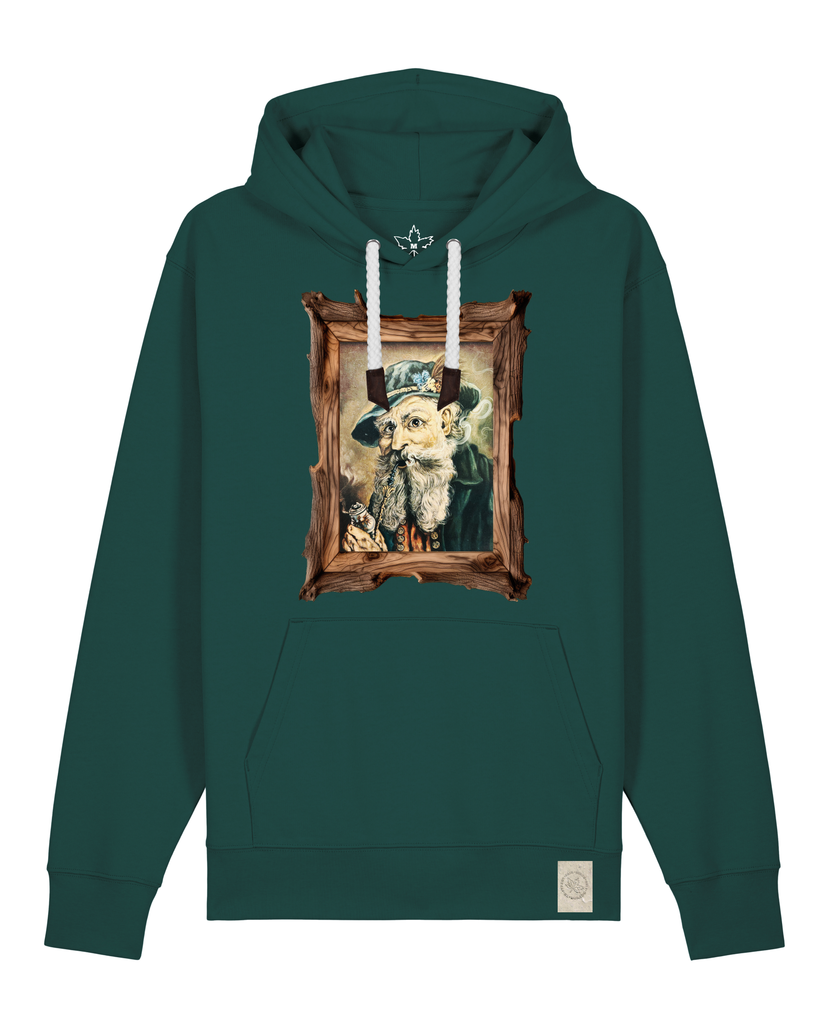 bio-unisex-medium fit-hoodie-räuchermann-stsu177-spirulina-weiße kordel-front