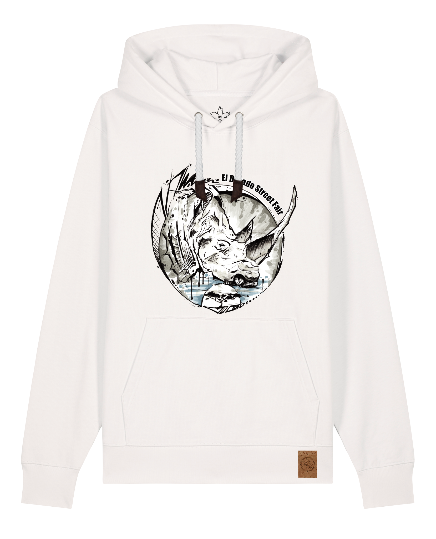 bio-unisex-medium fit-hoodie-rhinocchio-stsu177-bio ei-weiße kordel-front