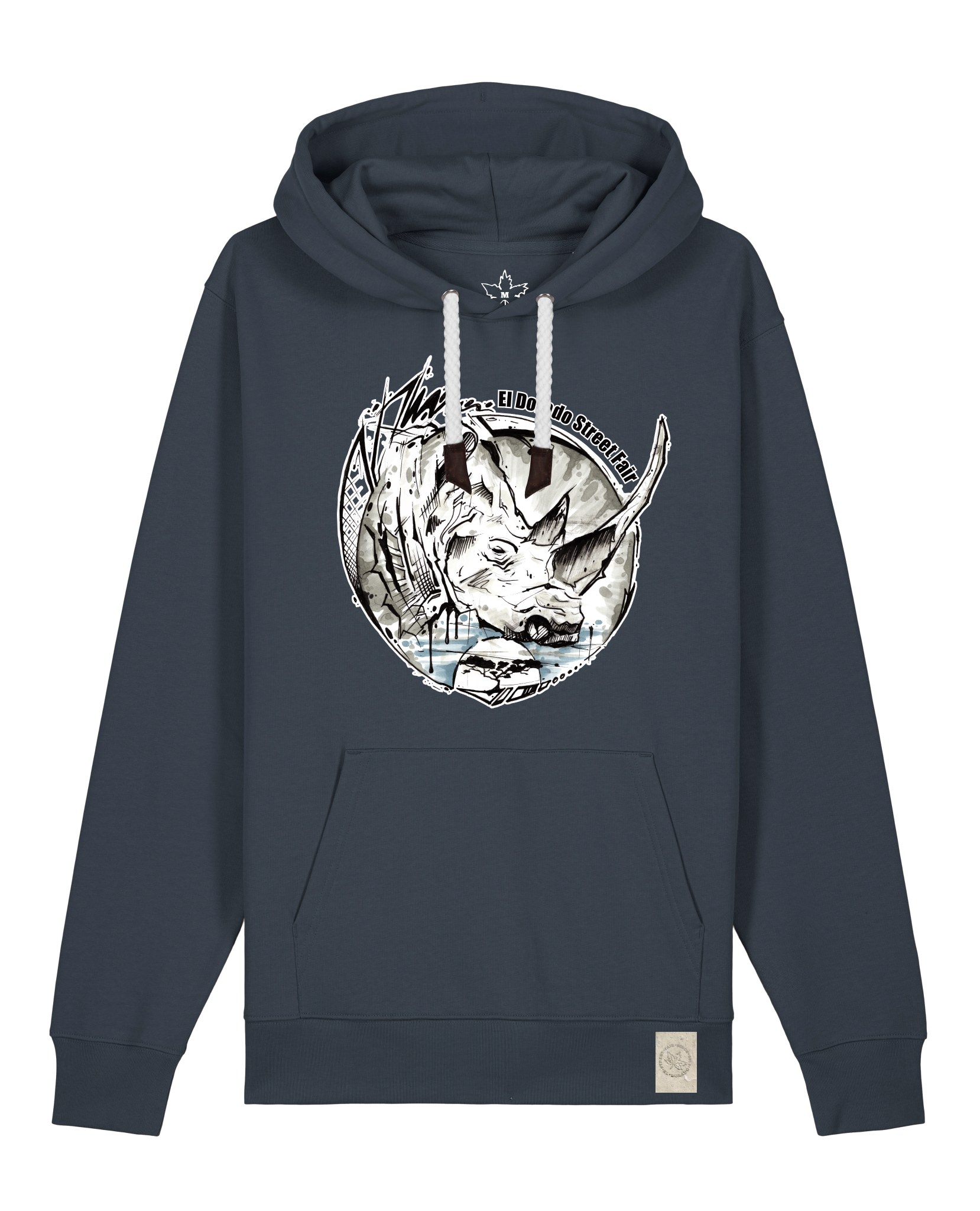 bio-unisex-medium fit-hoodie-rhinocchio-stsu177-blaubeernacht-weiße kordel-front