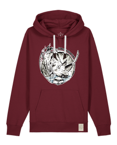 bio-unisex-medium fit-hoodie-rhinocchio-stsu177-burgunder rot-weiße kordel-front