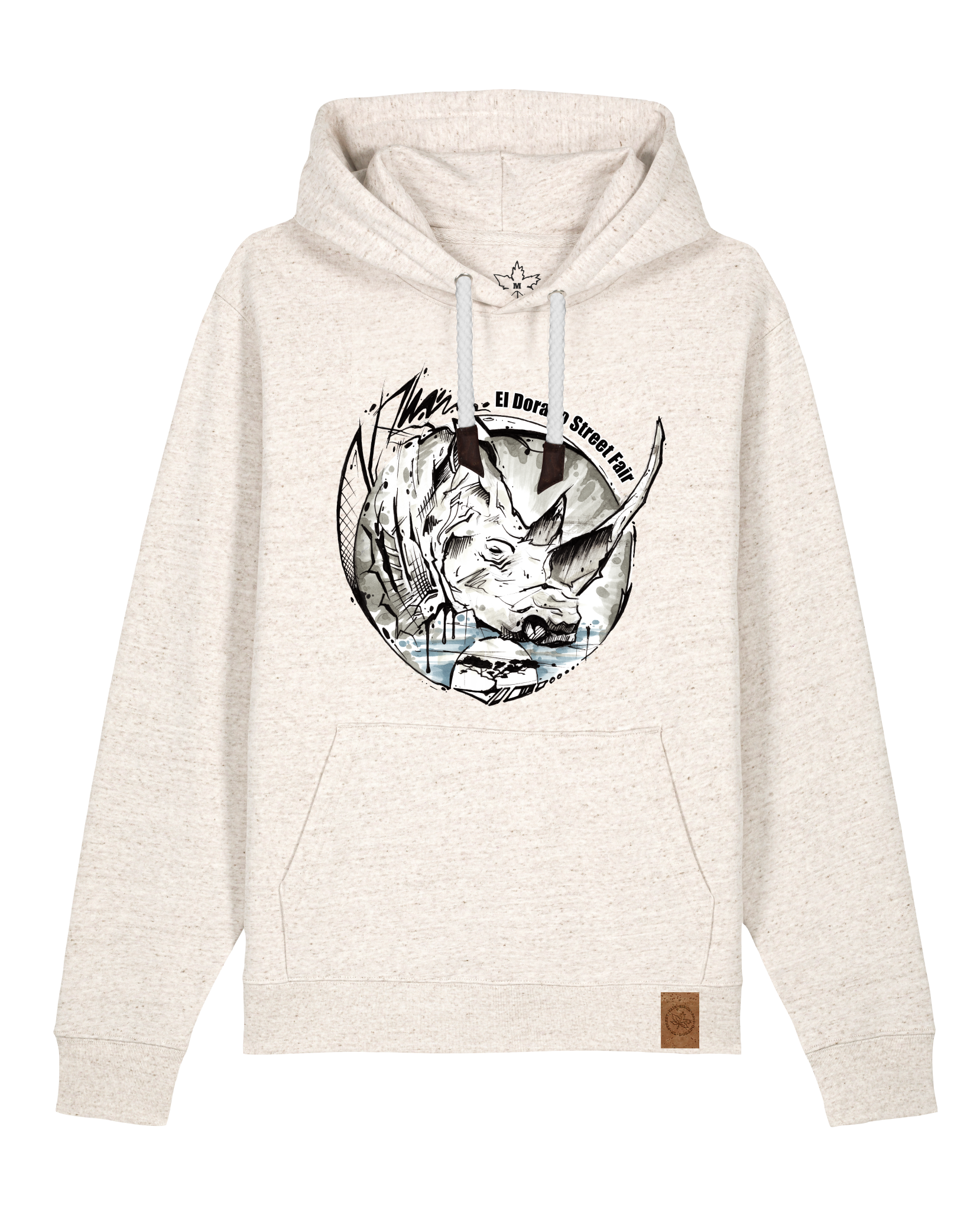 bio-unisex-medium fit-hoodie-rhinocchio-stsu177-elbsandstein-weiße kordel-front