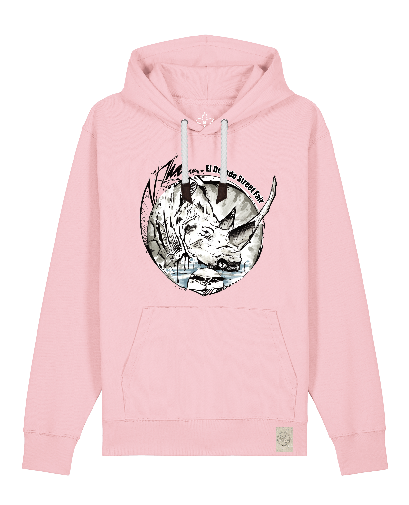 bio-unisex-medium fit-hoodie-rhinocchio-stsu177-flamingo-weiße kordel-front