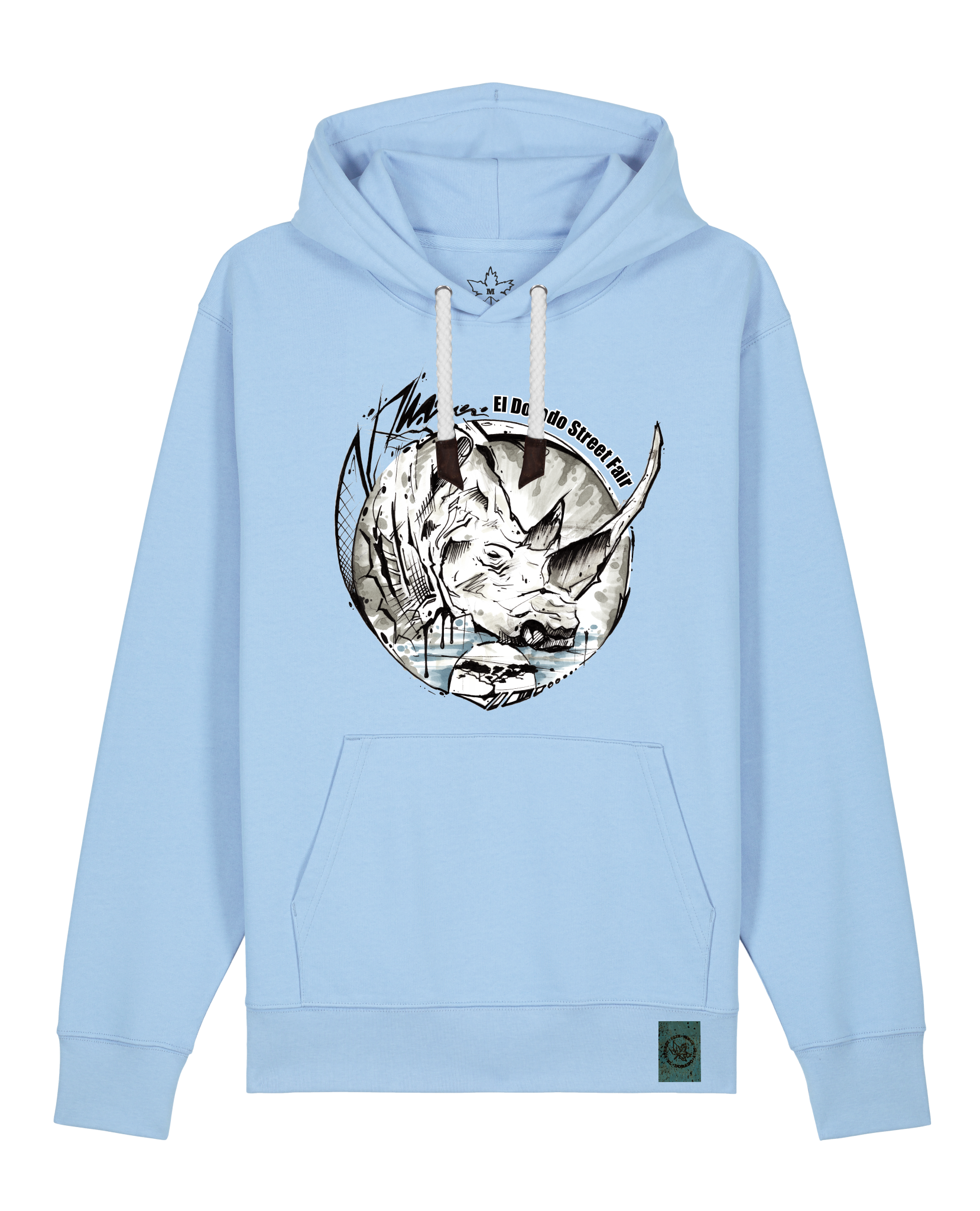 bio-unisex-medium fit-hoodie-rhinocchio-stsu177-lagune-weiße kordel-front
