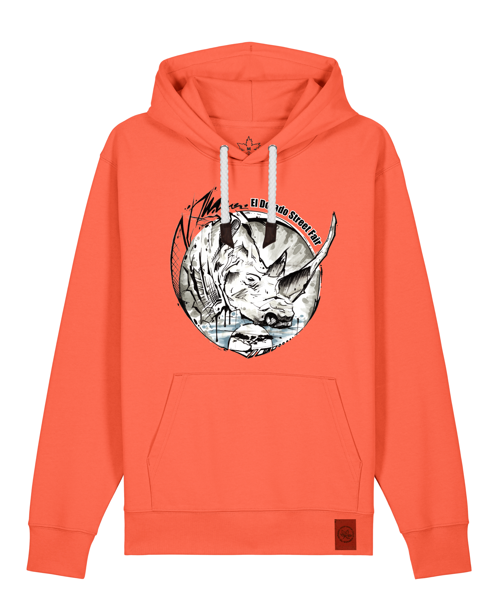 bio-unisex-medium fit-hoodie-rhinocchio-stsu177-mandarine-weiße kordel-front