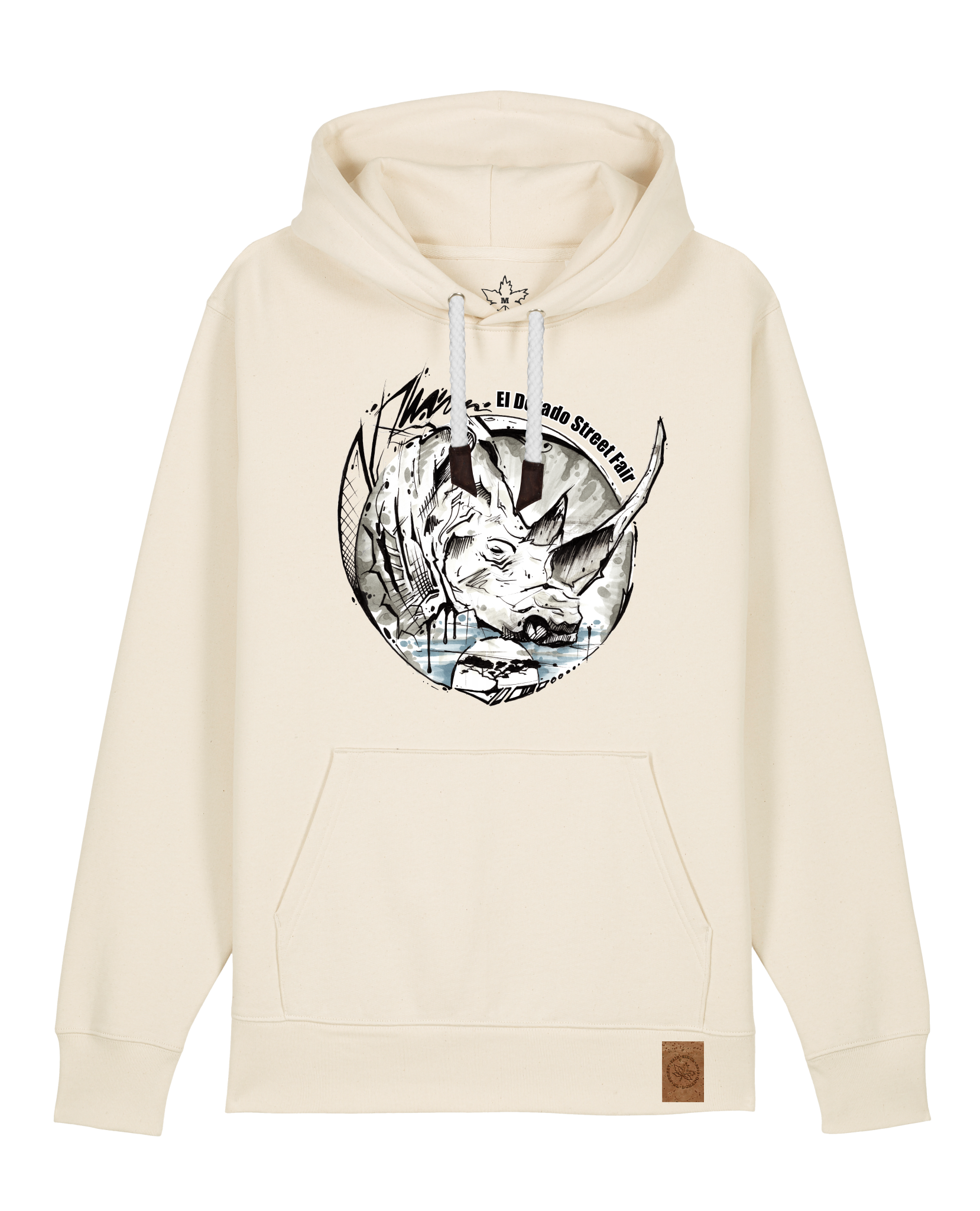 bio-unisex-medium fit-hoodie-rhinocchio-stsu177-natur-weiße kordel-front