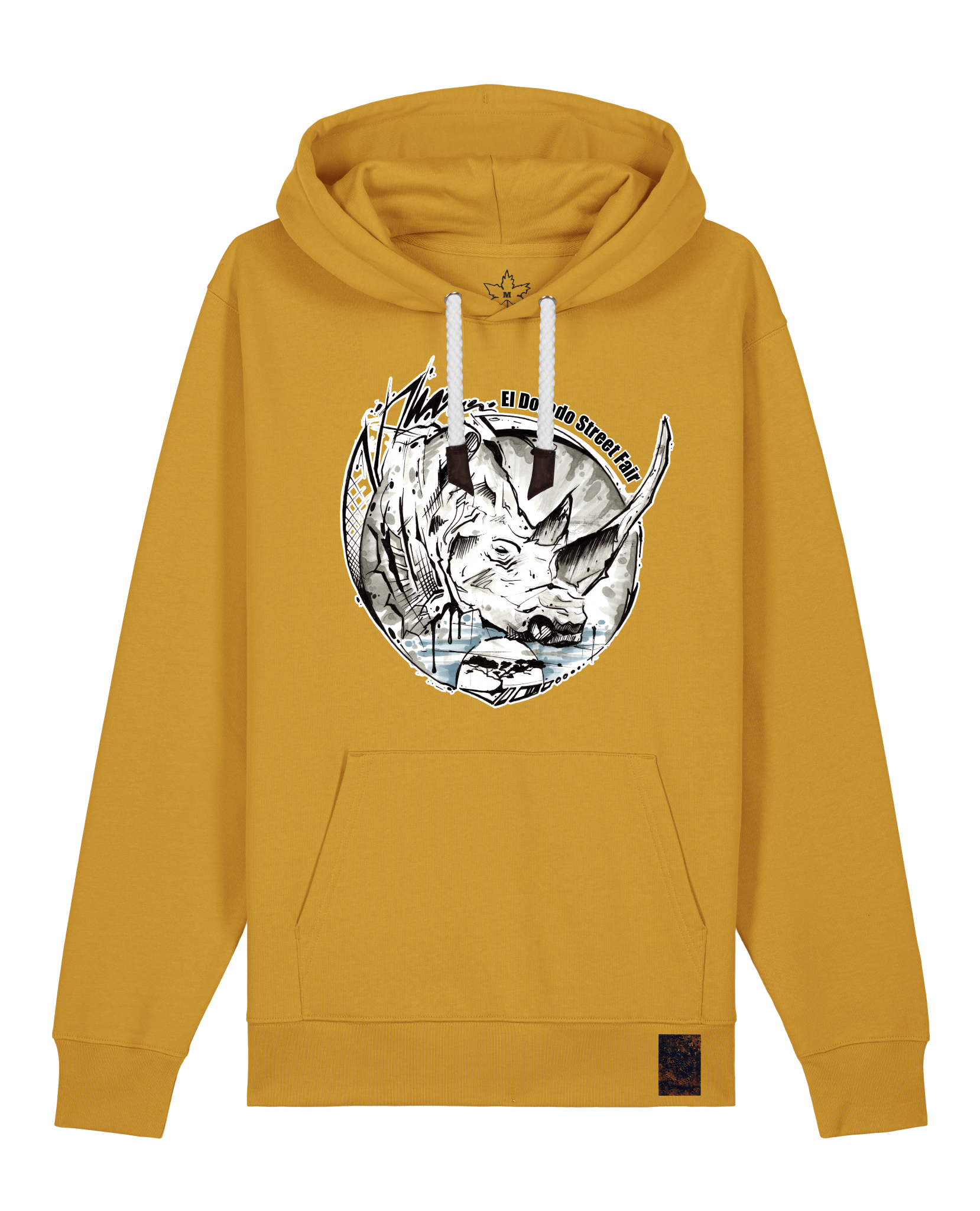 bio-unisex-medium fit-hoodie-rhinocchio-stsu177-senf-weiße kordel-front