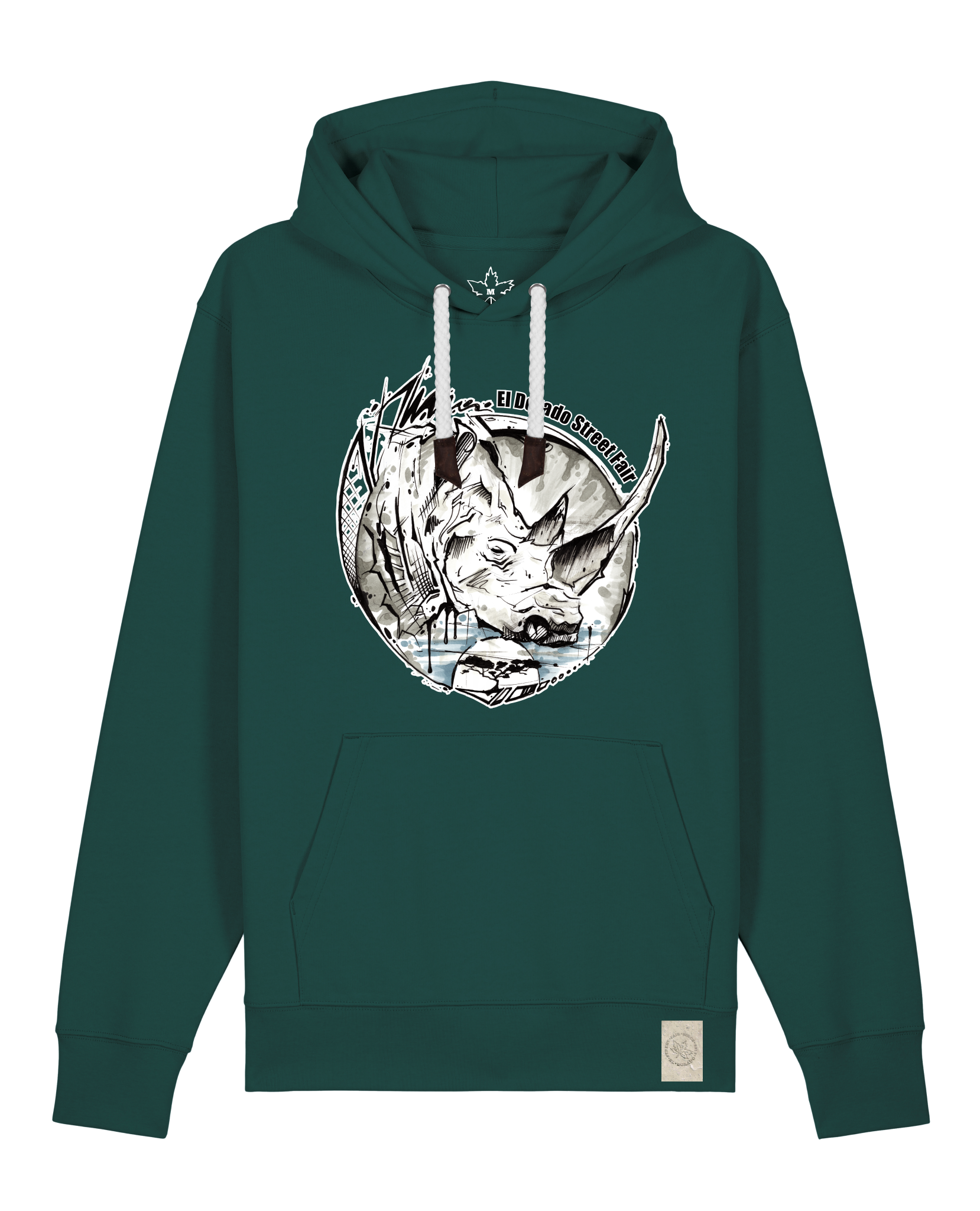 bio-unisex-medium fit-hoodie-rhinocchio-stsu177-spirulina-weiße kordel-front