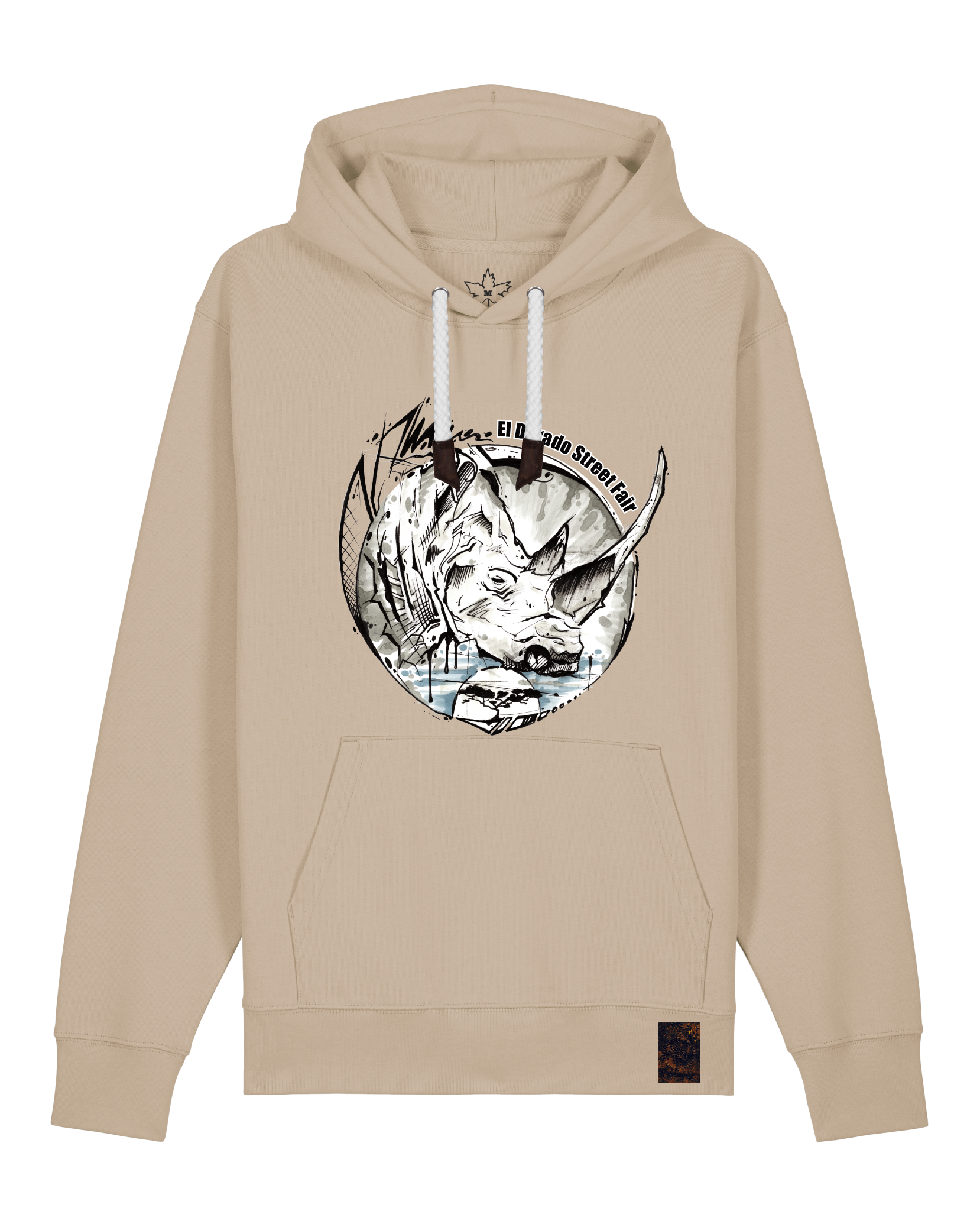 bio-unisex-medium fit-hoodie-rhinocchio-stsu177-treibsand-weiße kordel-front