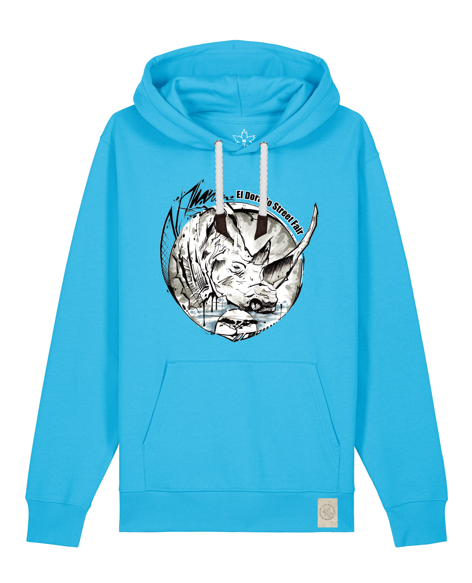 bio-unisex-medium fit-hoodie-rhinocchio-stsu177-wasserblau-weiße kordel-front