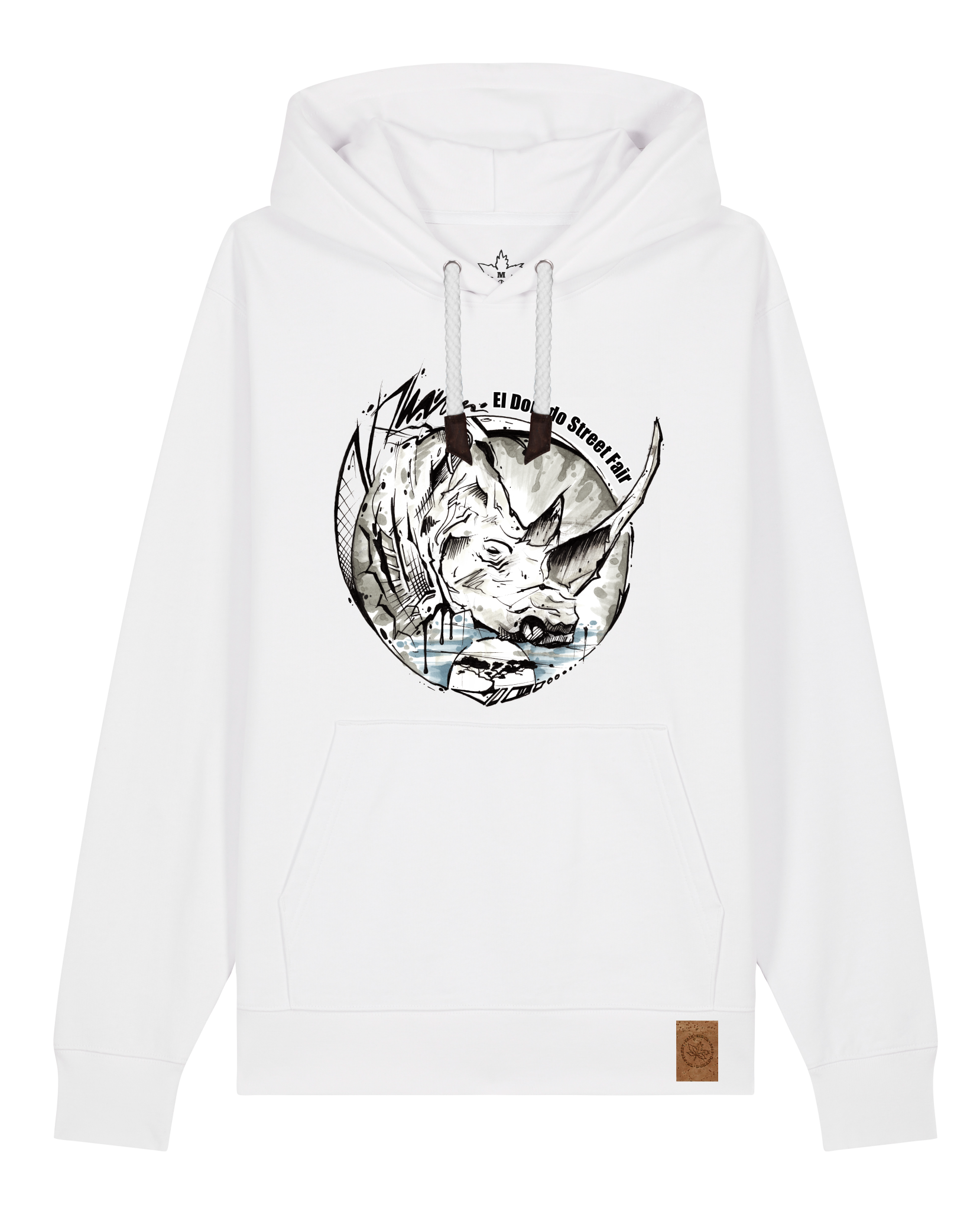 bio-unisex-medium fit-hoodie-rhinocchio-stsu177-weiß-weiße kordel-front