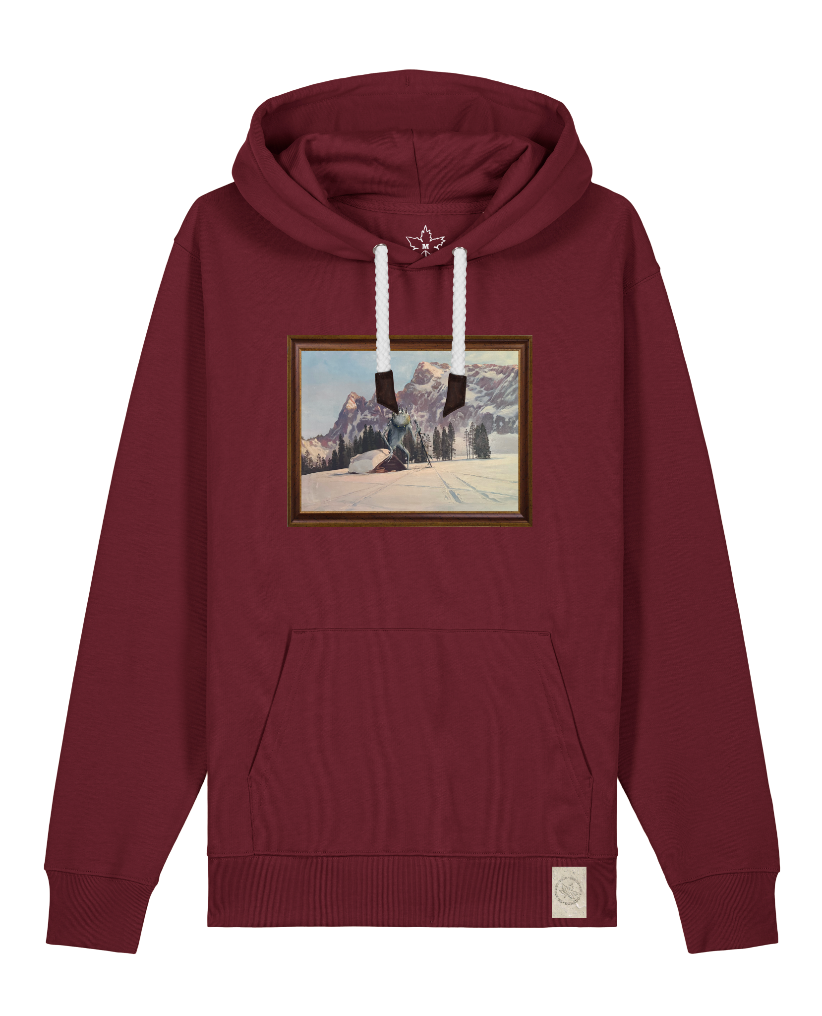 bio-unisex-medium fit-hoodie-rübezahl in spindler myln-stsu177-burgunder rot-weiße kordel-front