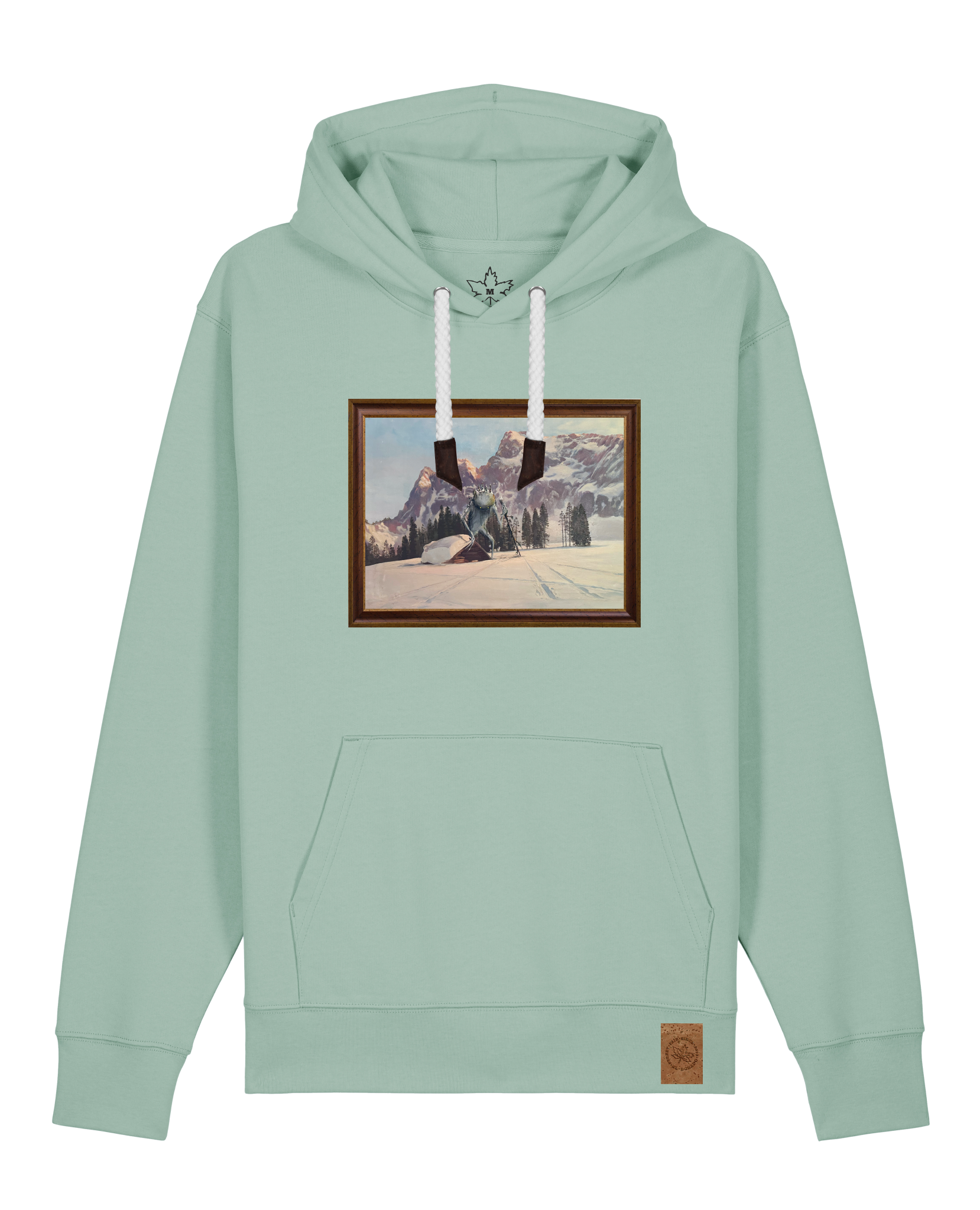 bio-unisex-medium fit-hoodie-rübezahl in spindler myln-stsu177-eukalyptus-weiße kordel-front