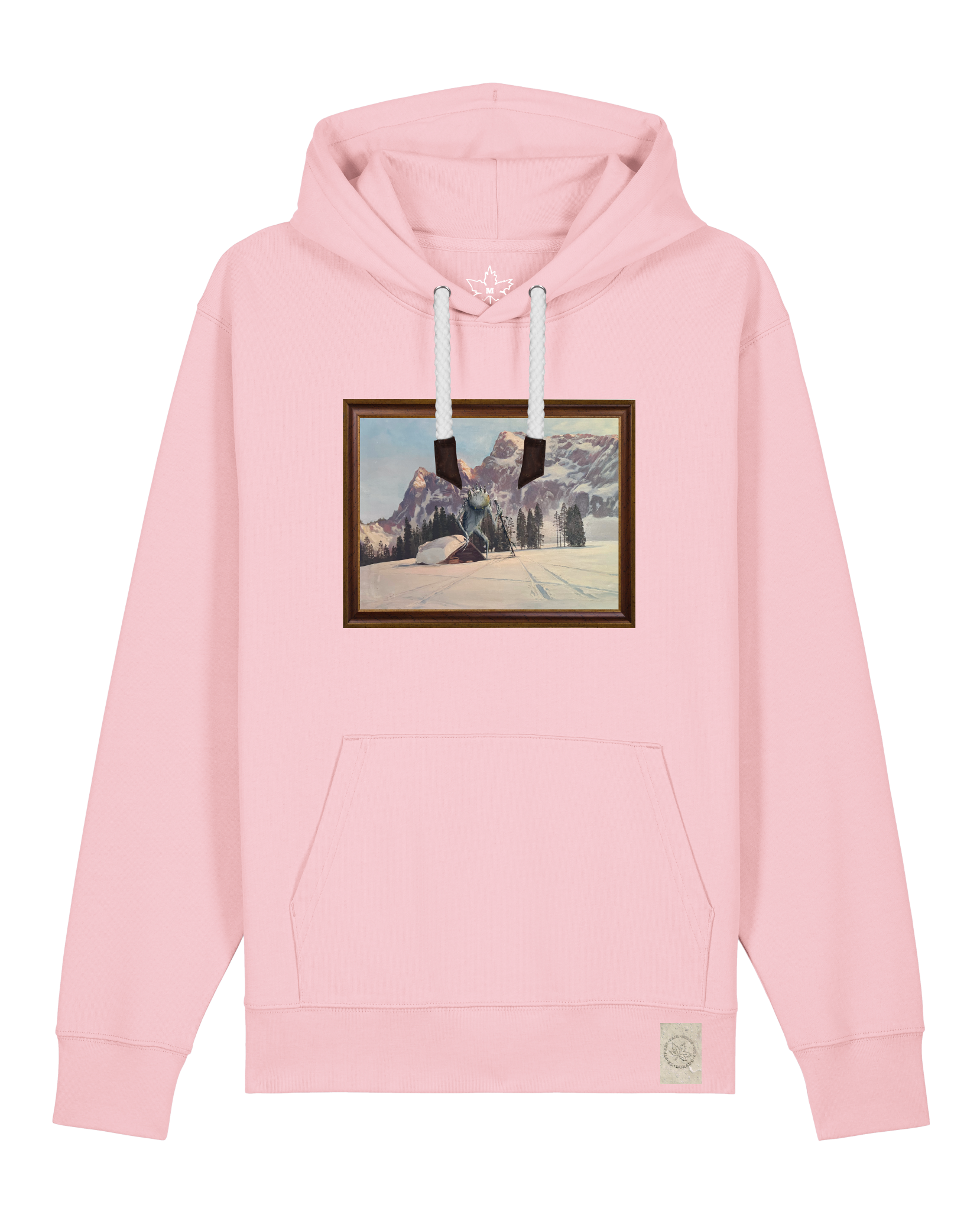 bio-unisex-medium fit-hoodie-rübezahl in spindler myln-stsu177-flamingo-weiße kordel-front