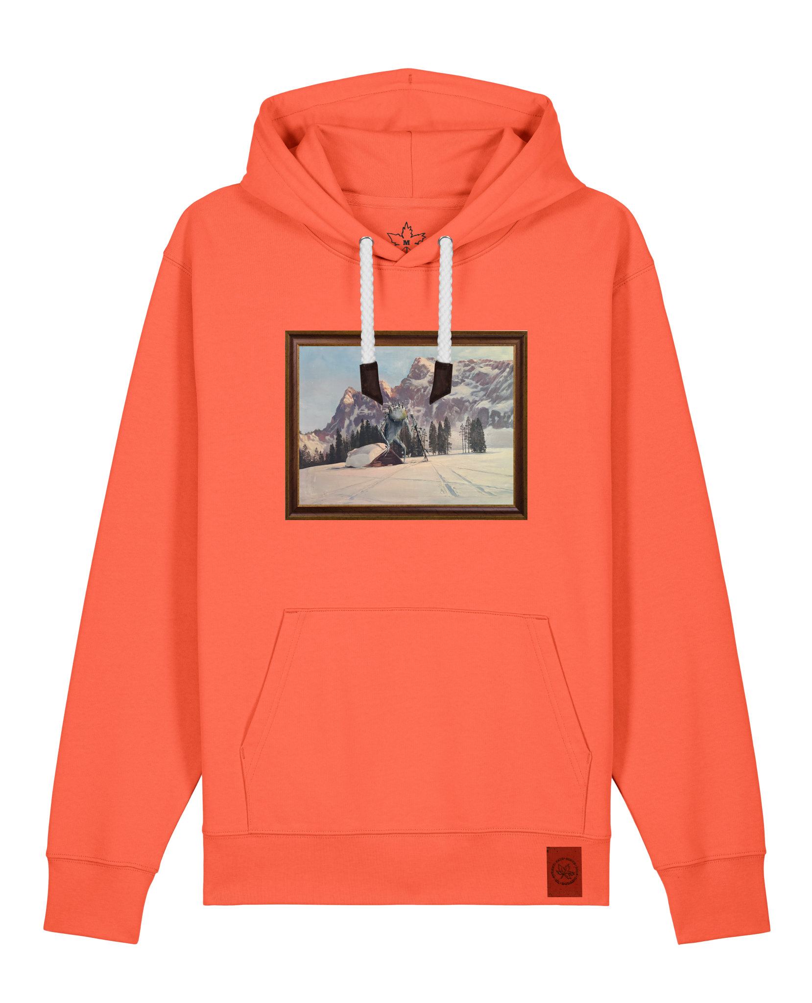 bio-unisex-medium fit-hoodie-rübezahl in spindler myln-stsu177-mandarine-weiße kordel-front