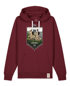 bio-unisex-medium fit-hoodie-sächsische schweiz-stsu177-burgunder rot-weiße kordel-front