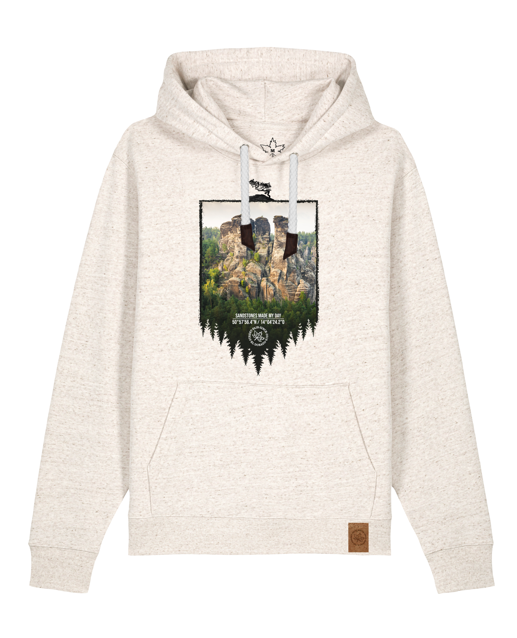 bio-unisex-medium fit-hoodie-sächsische schweiz-stsu177-elbsandstein-weiße kordel-front