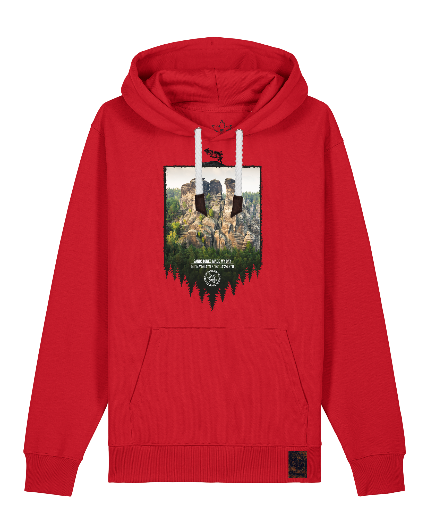 bio-unisex-medium fit-hoodie-sächsische schweiz-stsu177-erdbeere-weiße kordel-front