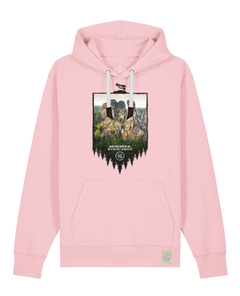 bio-unisex-medium fit-hoodie-sächsische schweiz-stsu177-flamingo-weiße kordel-front