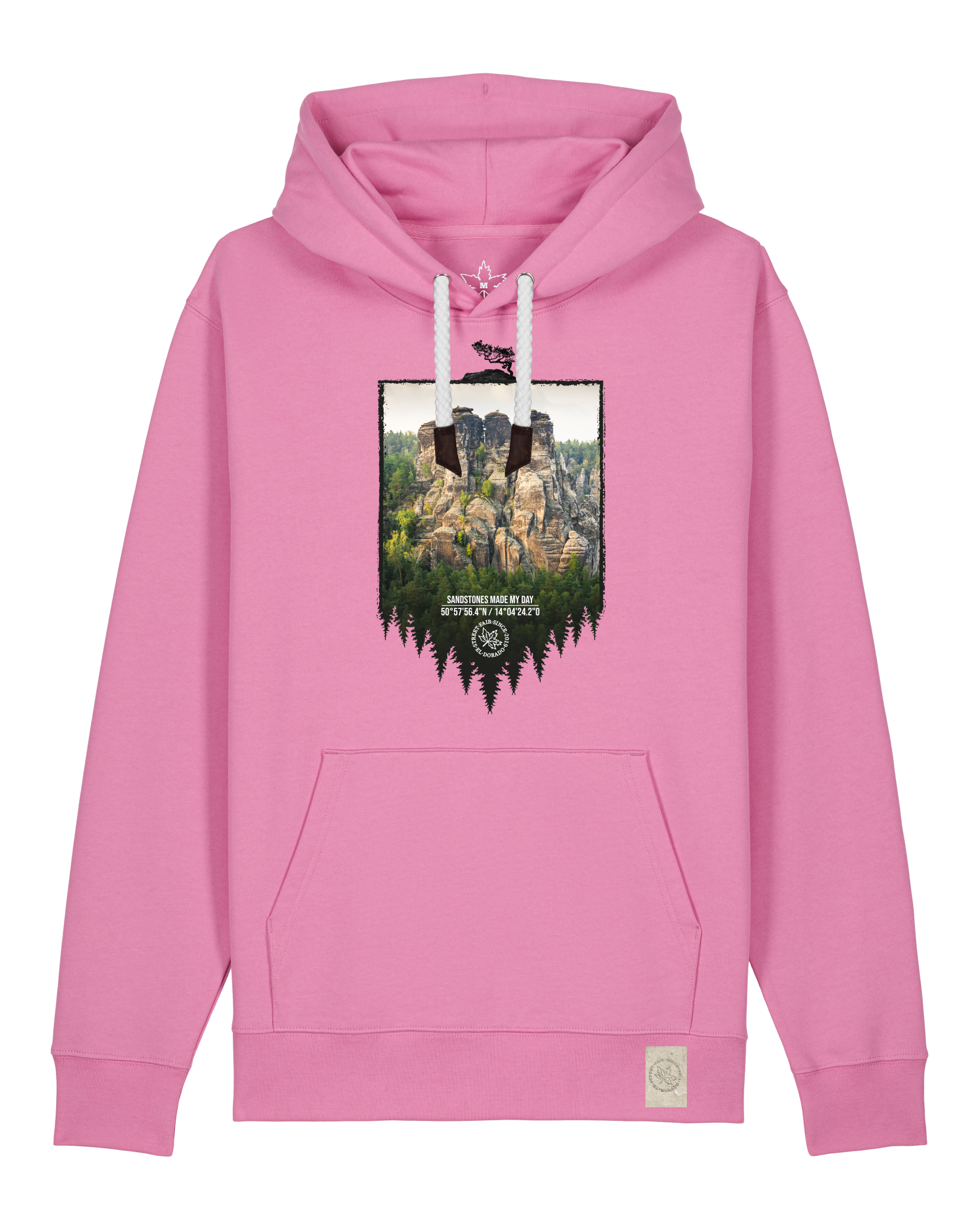 bio-unisex-medium fit-hoodie-sächsische schweiz-stsu177-kaugummi-weiße kordel-front