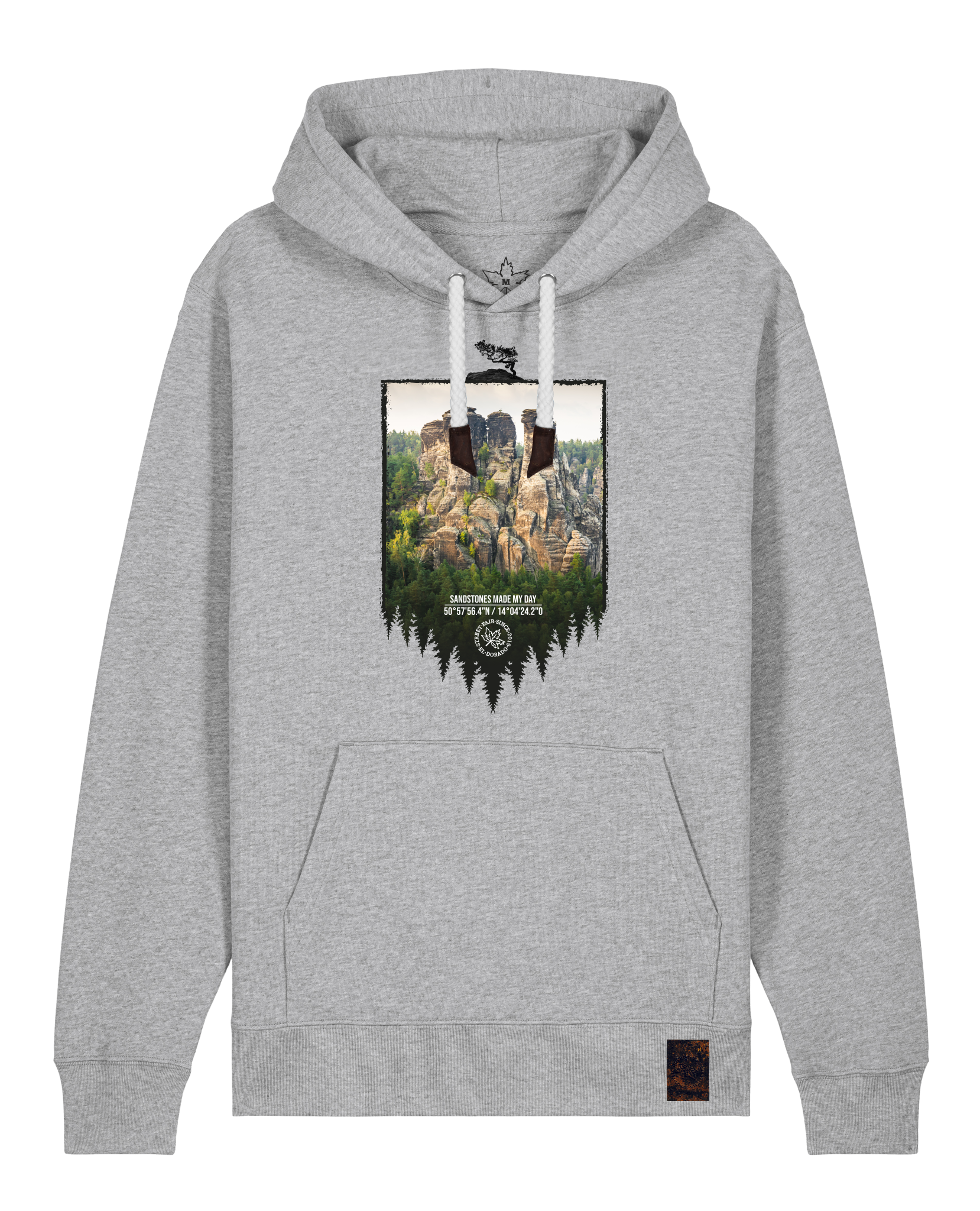 bio-unisex-medium fit-hoodie-sächsische schweiz-stsu177-mausgrau-weiße kordel-front