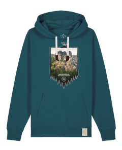 bio-unisex-medium fit-hoodie-sächsische schweiz-stsu177-nordmanntanne-weiße kordel-front