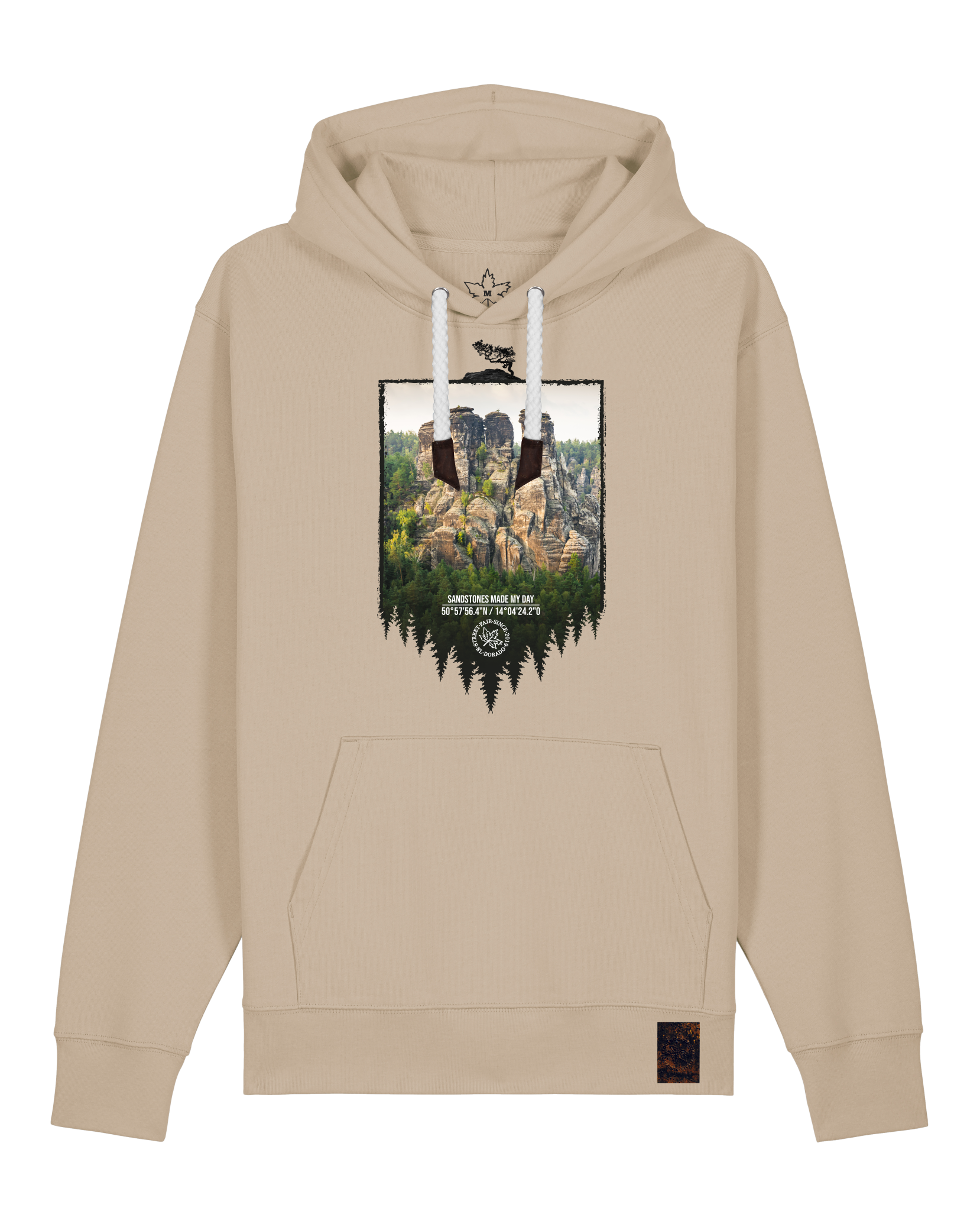 bio-unisex-medium fit-hoodie-sächsische schweiz-stsu177-treibsand-weiße kordel-front