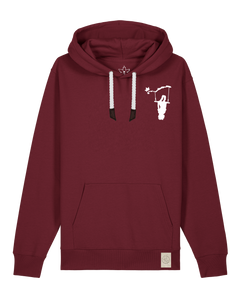 bio-unisex-medium fit-hoodie-schaukeln (backprint)-stsu177-burgunder rot-weiße kordel-front