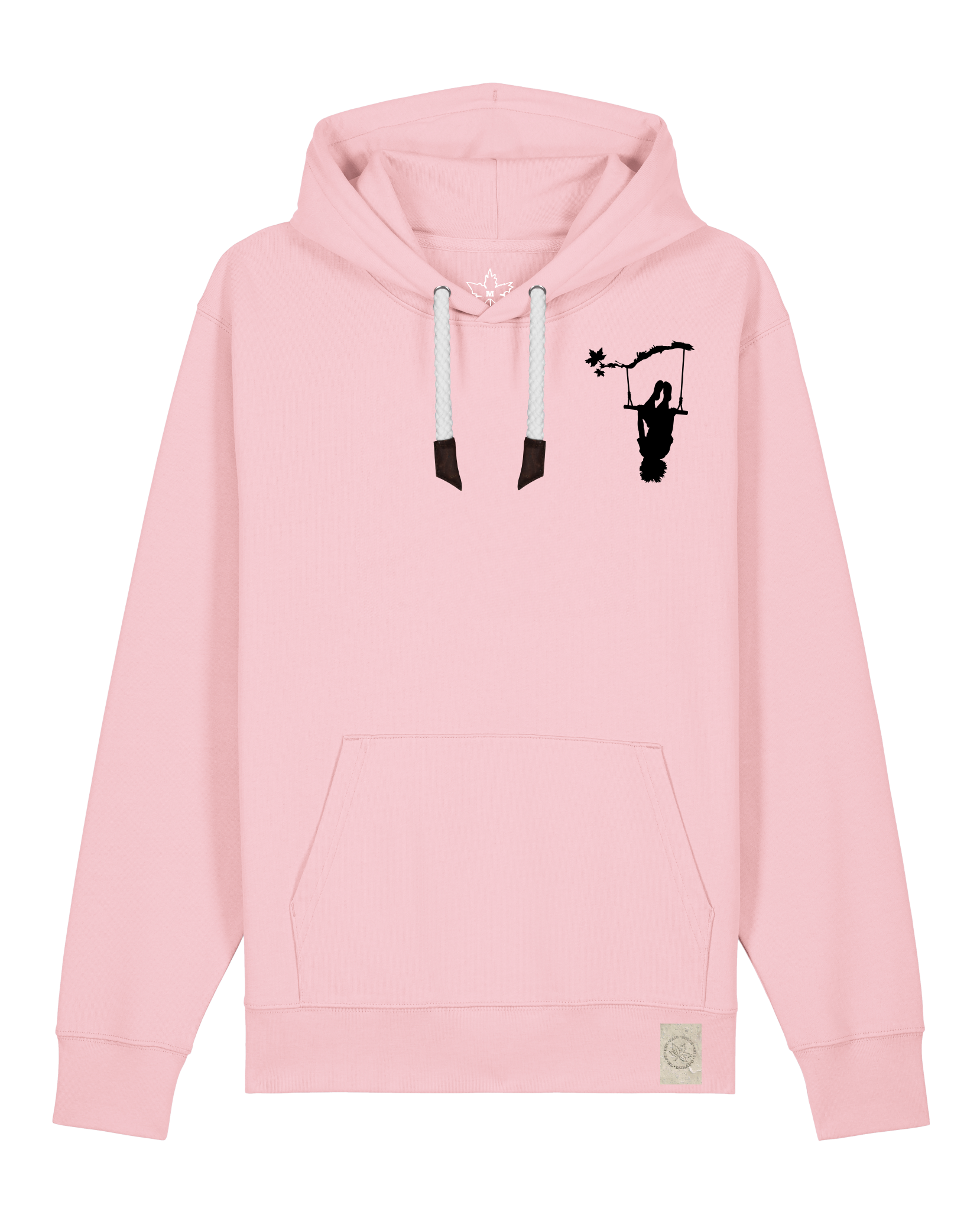 bio-unisex-medium fit-hoodie-schaukeln (backprint)-stsu177-flamingo-weiße kordel-front