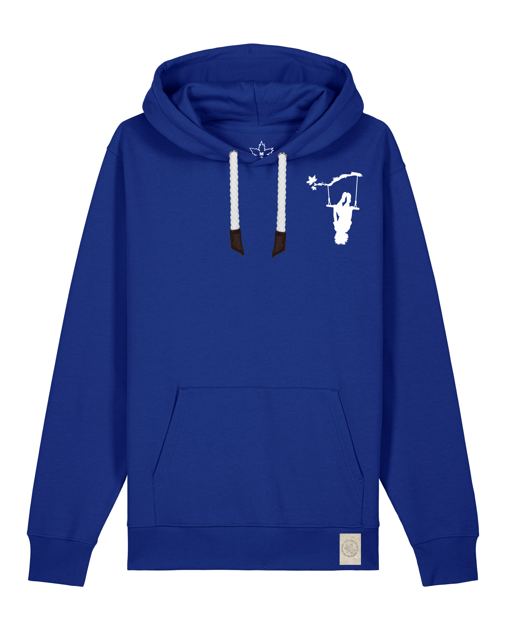 bio-unisex-medium fit-hoodie-schaukeln (backprint)-stsu177-kornblume-weiße kordel-front