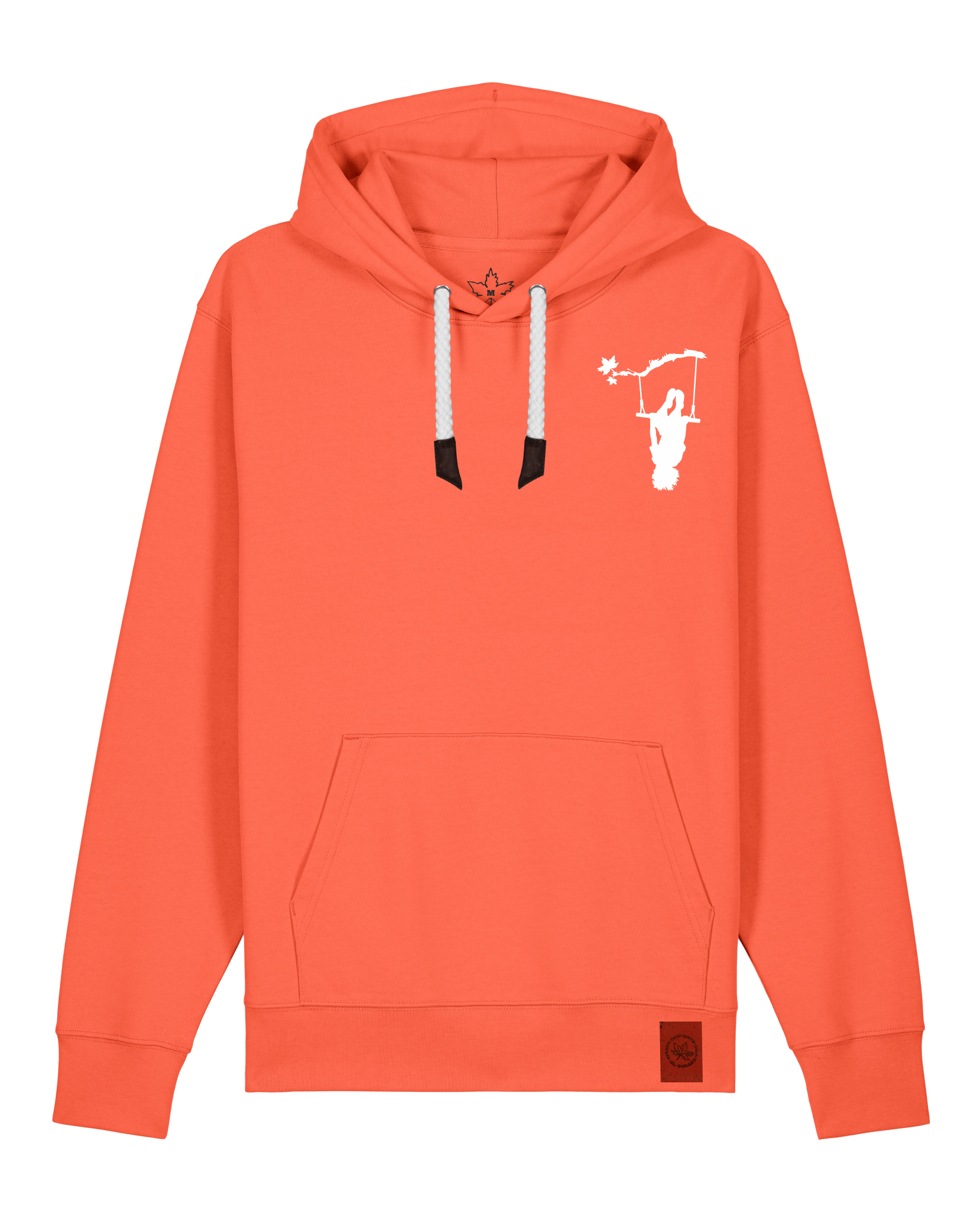 bio-unisex-medium fit-hoodie-schaukeln (backprint)-stsu177-mandarine-weiße kordel-front
