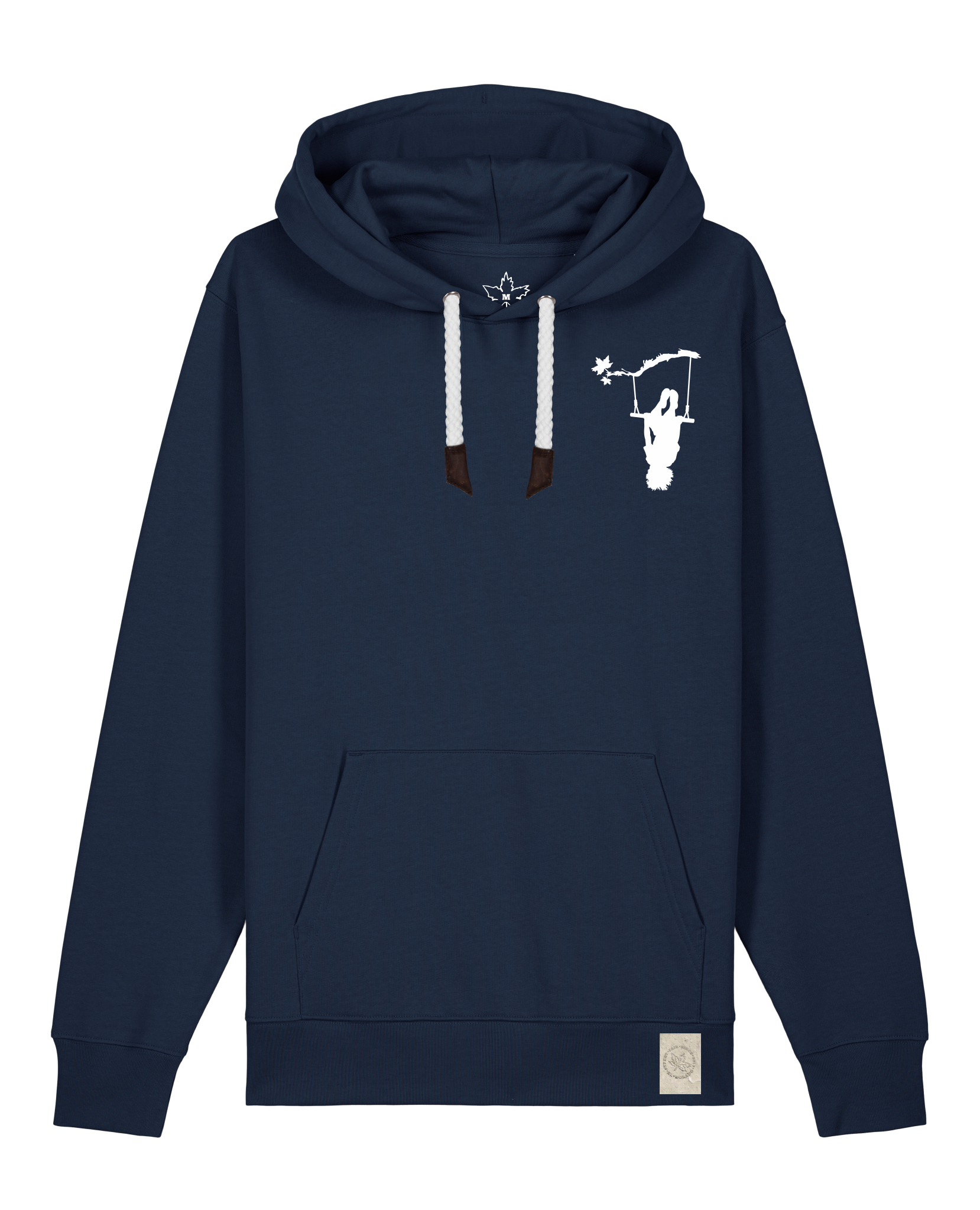 bio-unisex-medium fit-hoodie-schaukeln (backprint)-stsu177-marine-weiße kordel-front