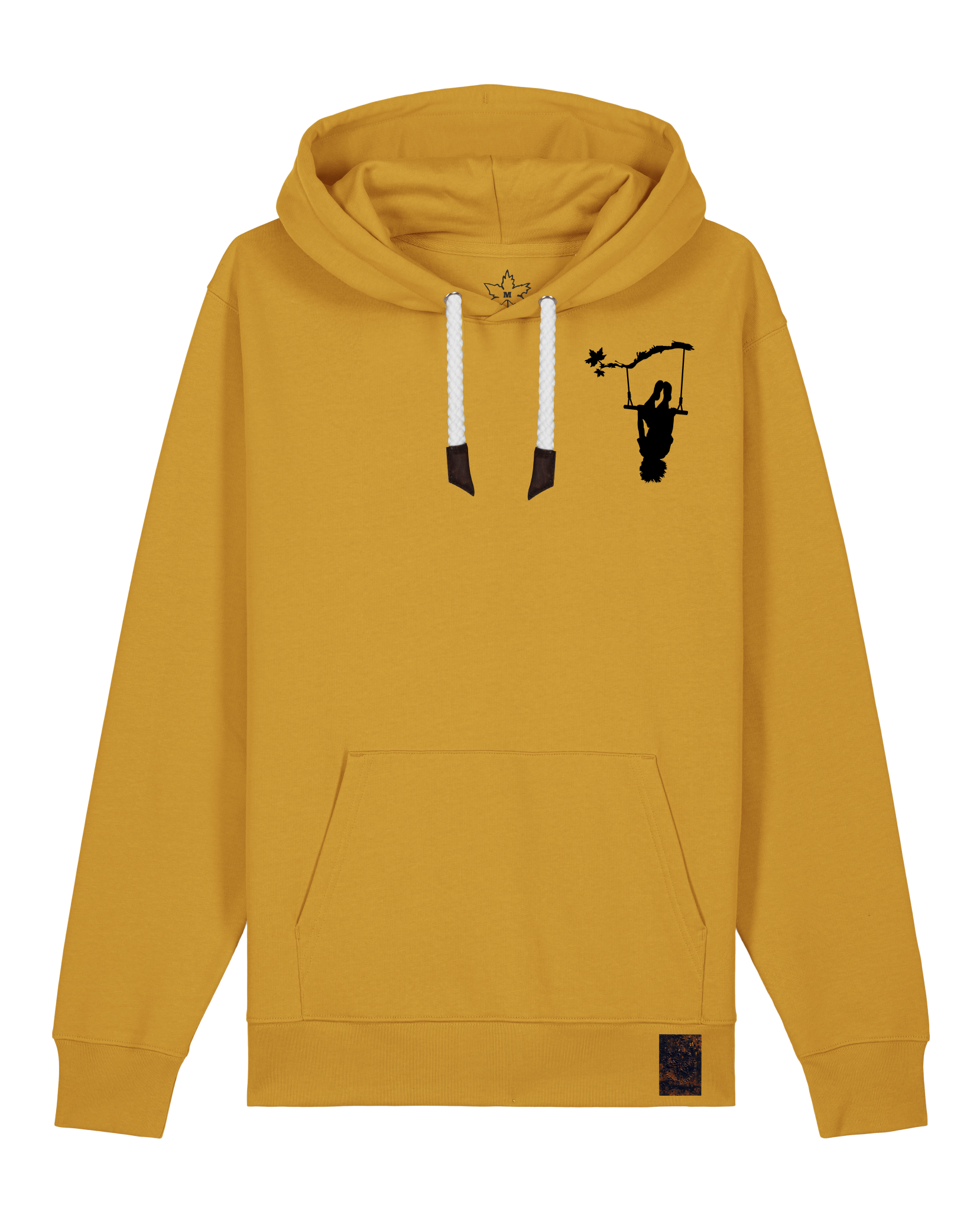 bio-unisex-medium fit-hoodie-schaukeln (backprint)-stsu177-senf-weiße kordel-front