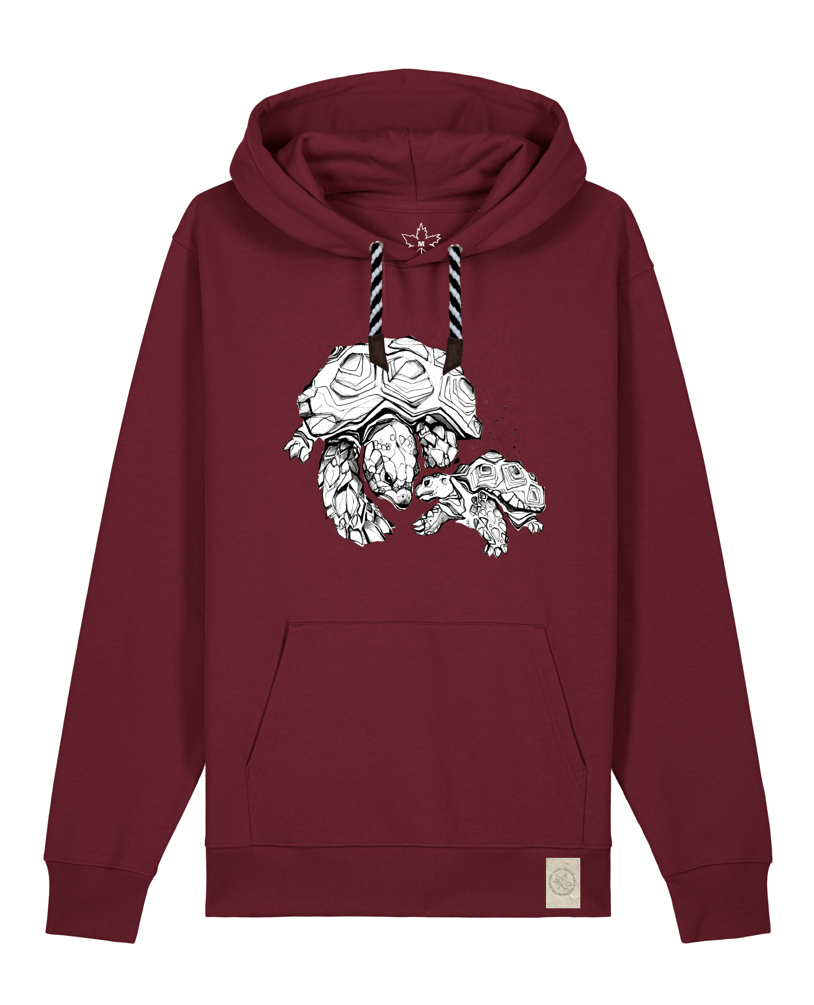 bio-unisex-medium fit-hoodie-schildkrötis-stsu177-burgunder rot-sw kordel-front