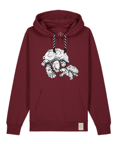 bio-unisex-medium fit-hoodie-schildkrötis-stsu177-burgunder rot-sw kordel-front