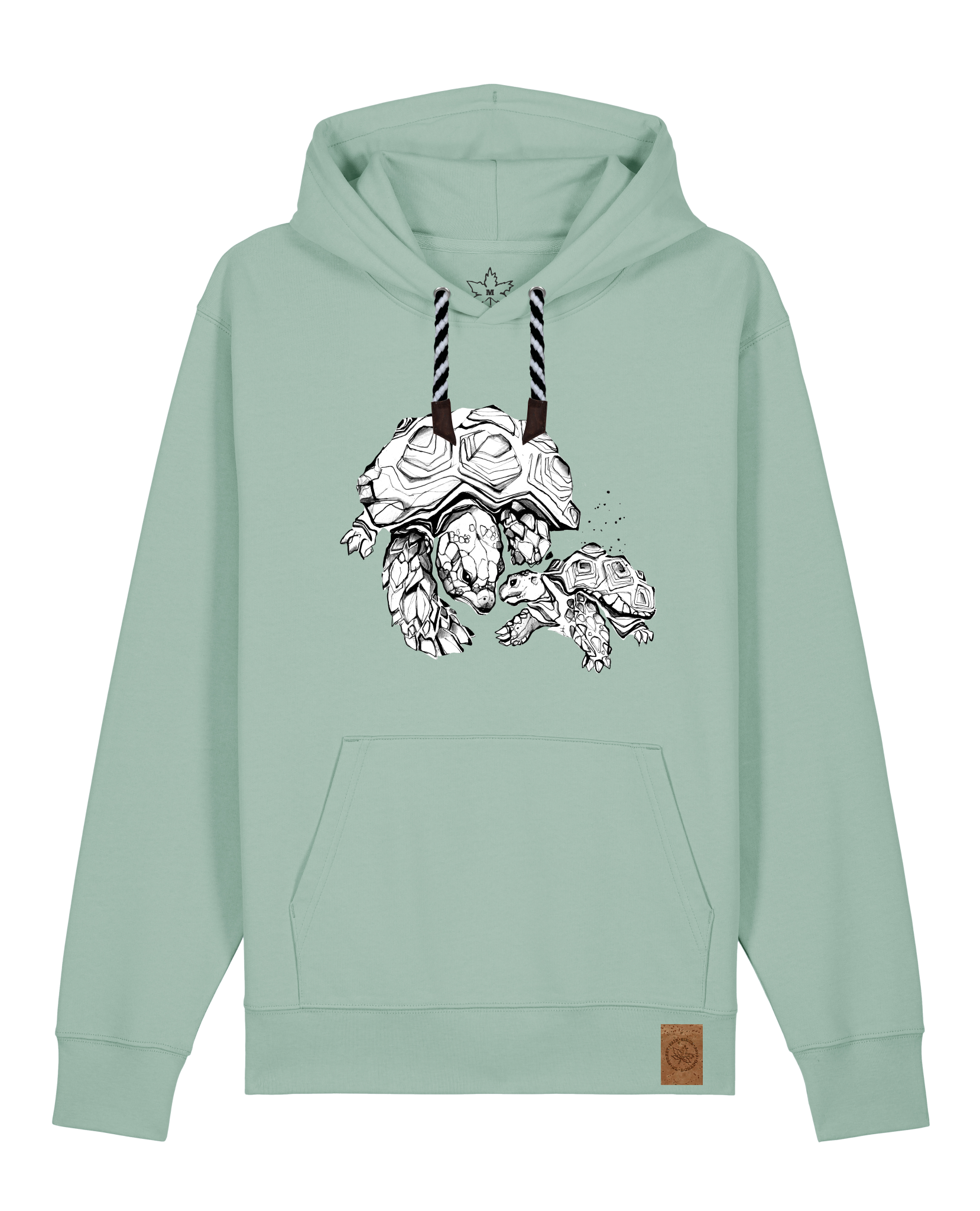 bio-unisex-medium fit-hoodie-schildkrötis-stsu177-eukalyptus-sw kordel-front