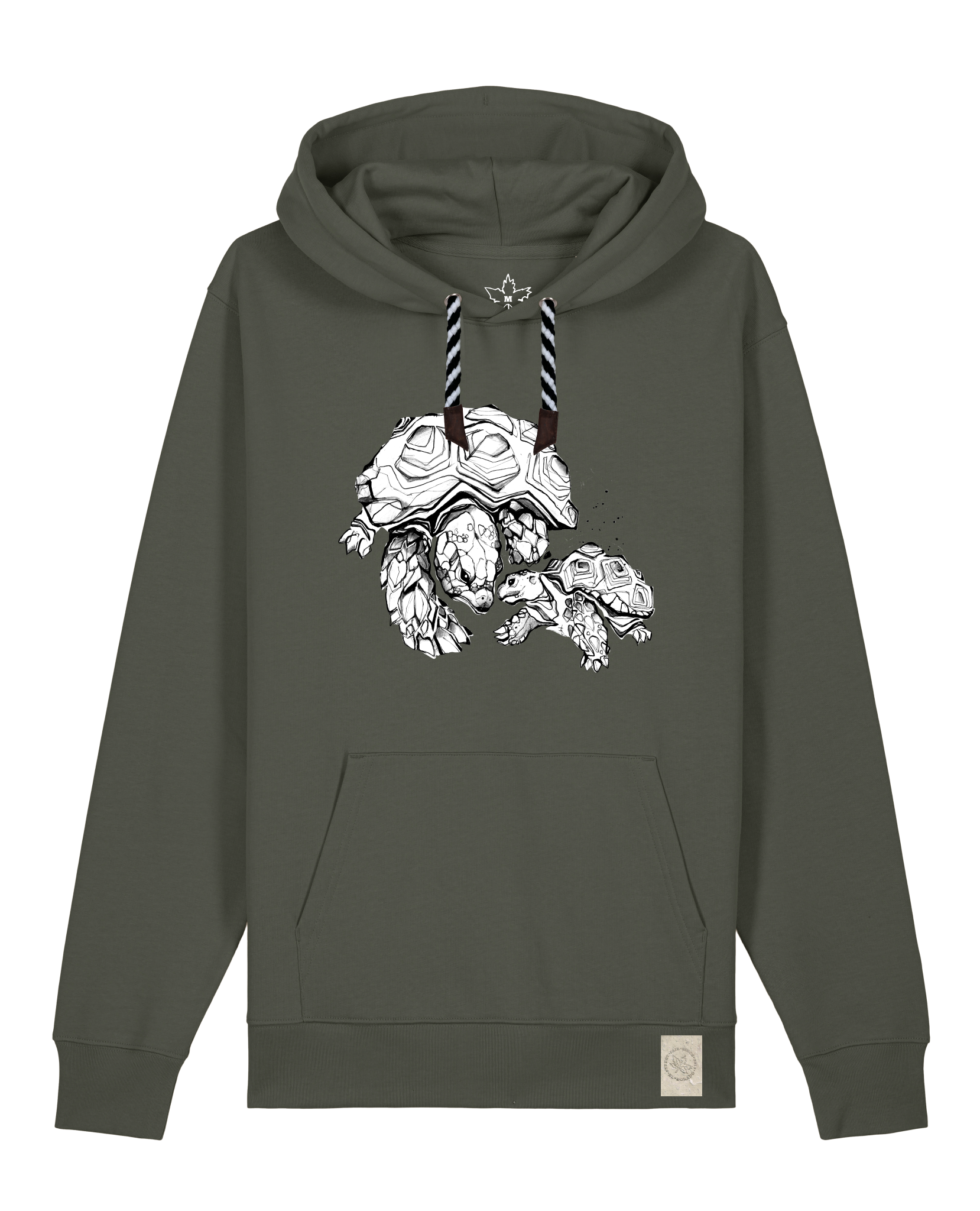 bio-unisex-medium fit-hoodie-schildkrötis-stsu177-grunkohl-sw kordel-front