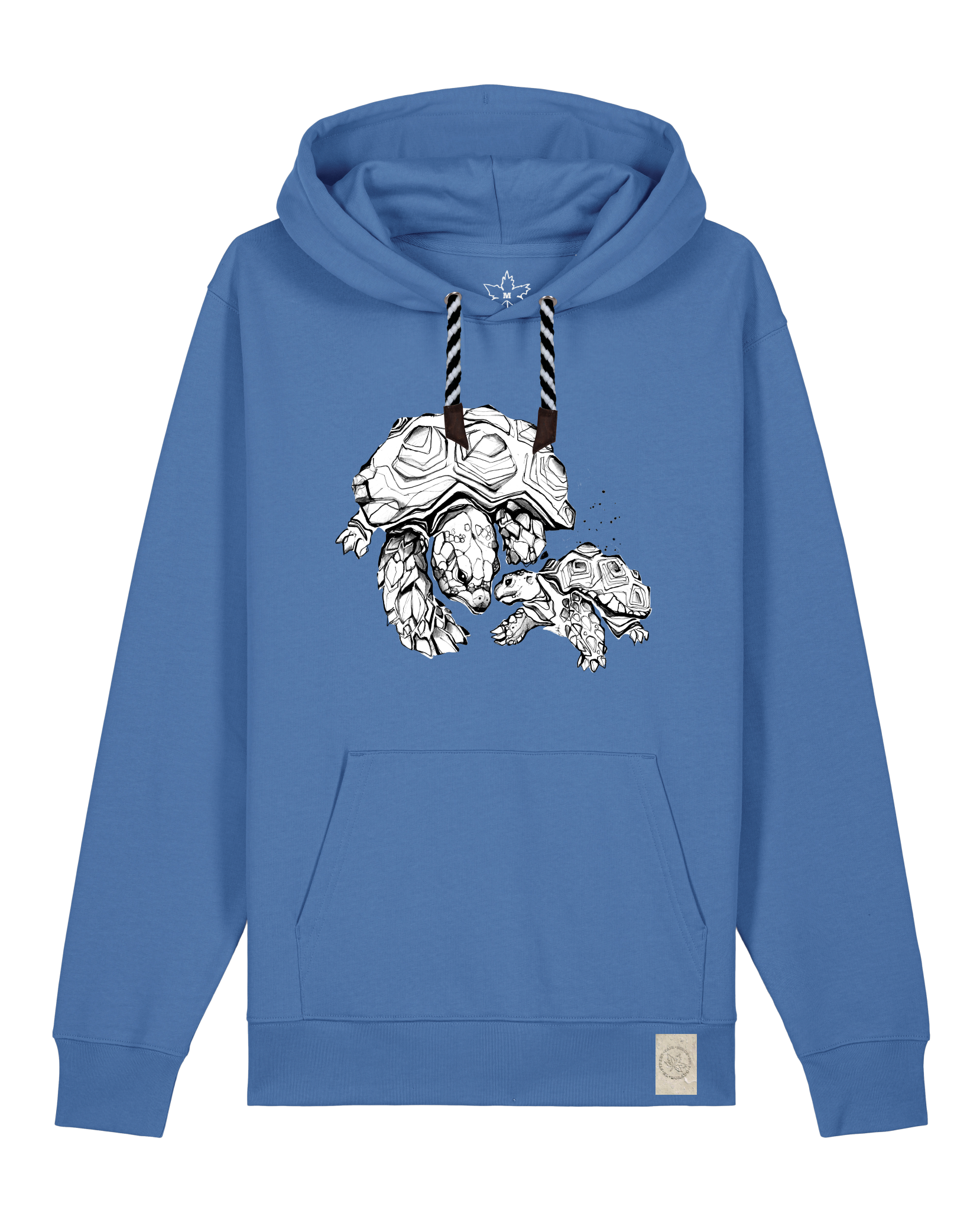 bio-unisex-medium fit-hoodie-schildkrötis-stsu177-hortensie-sw kordel-front