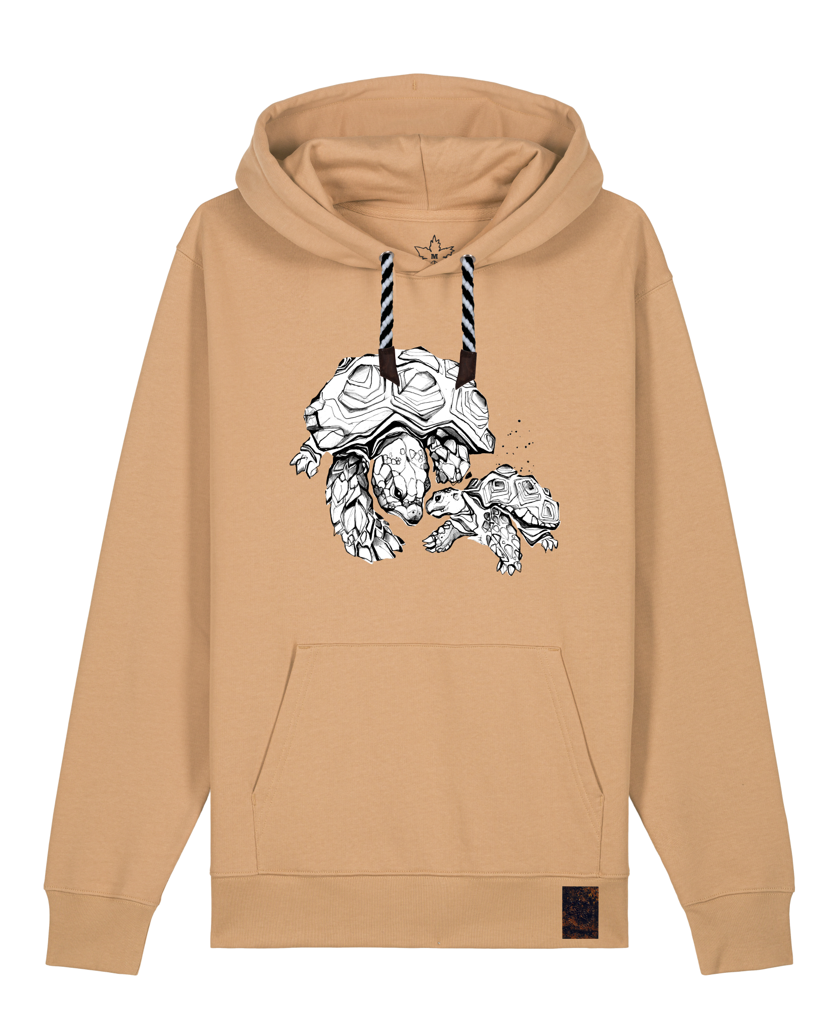 bio-unisex-medium fit-hoodie-schildkrötis-stsu177-meersand-sw kordel-front