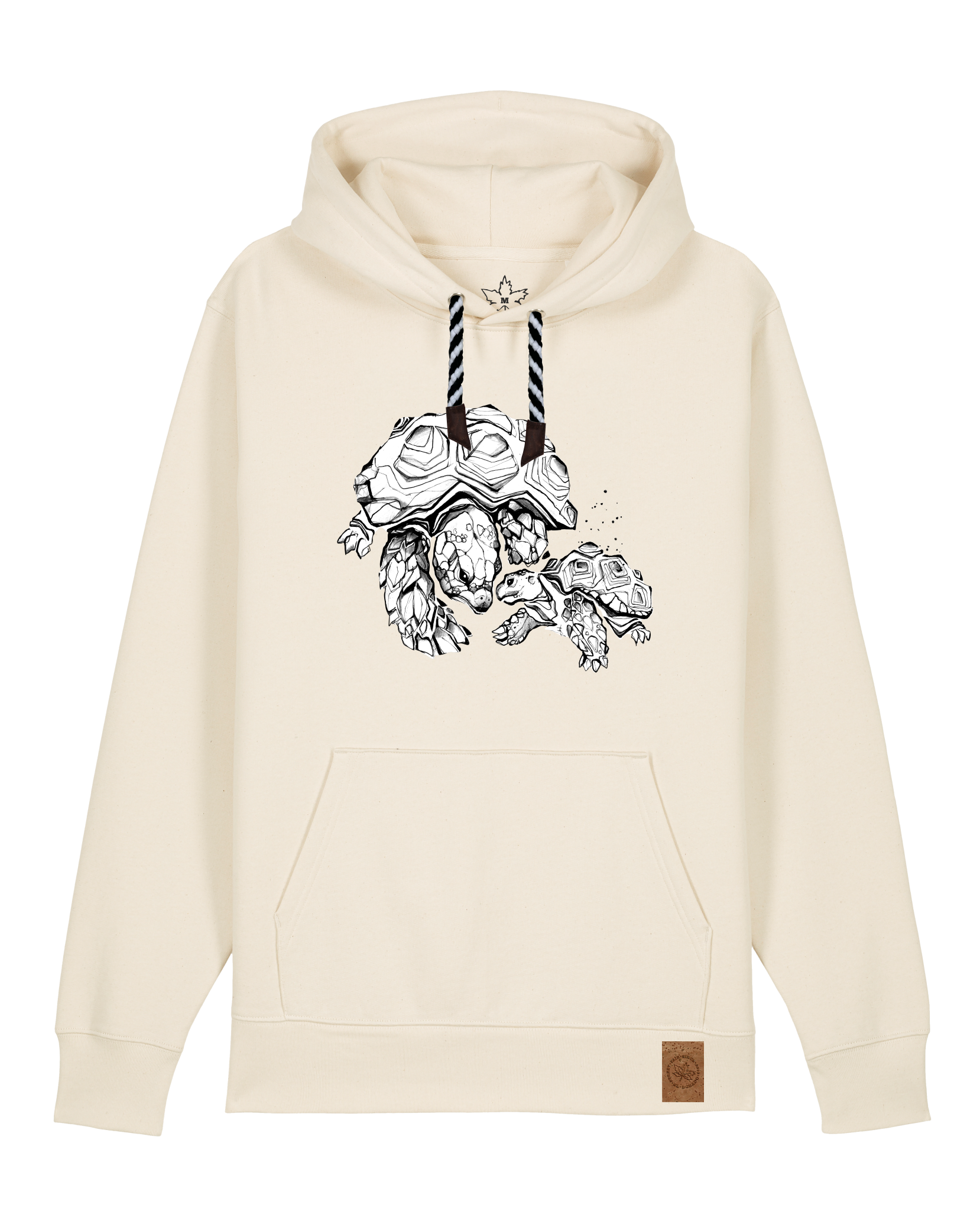 bio-unisex-medium fit-hoodie-schildkrötis-stsu177-natur-sw kordel-front