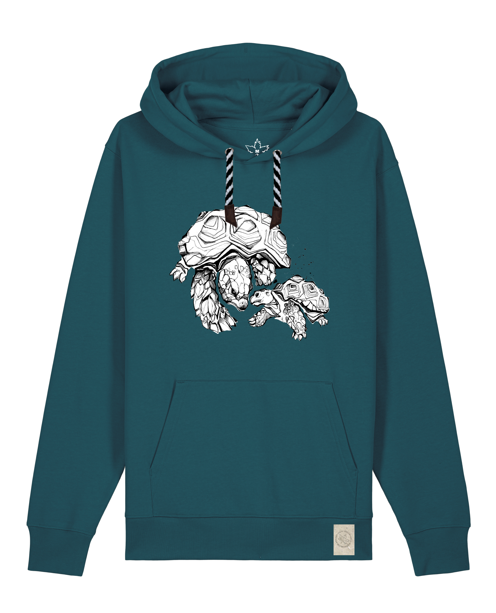 bio-unisex-medium fit-hoodie-schildkrötis-stsu177-nordmanntanne-sw kordel-front