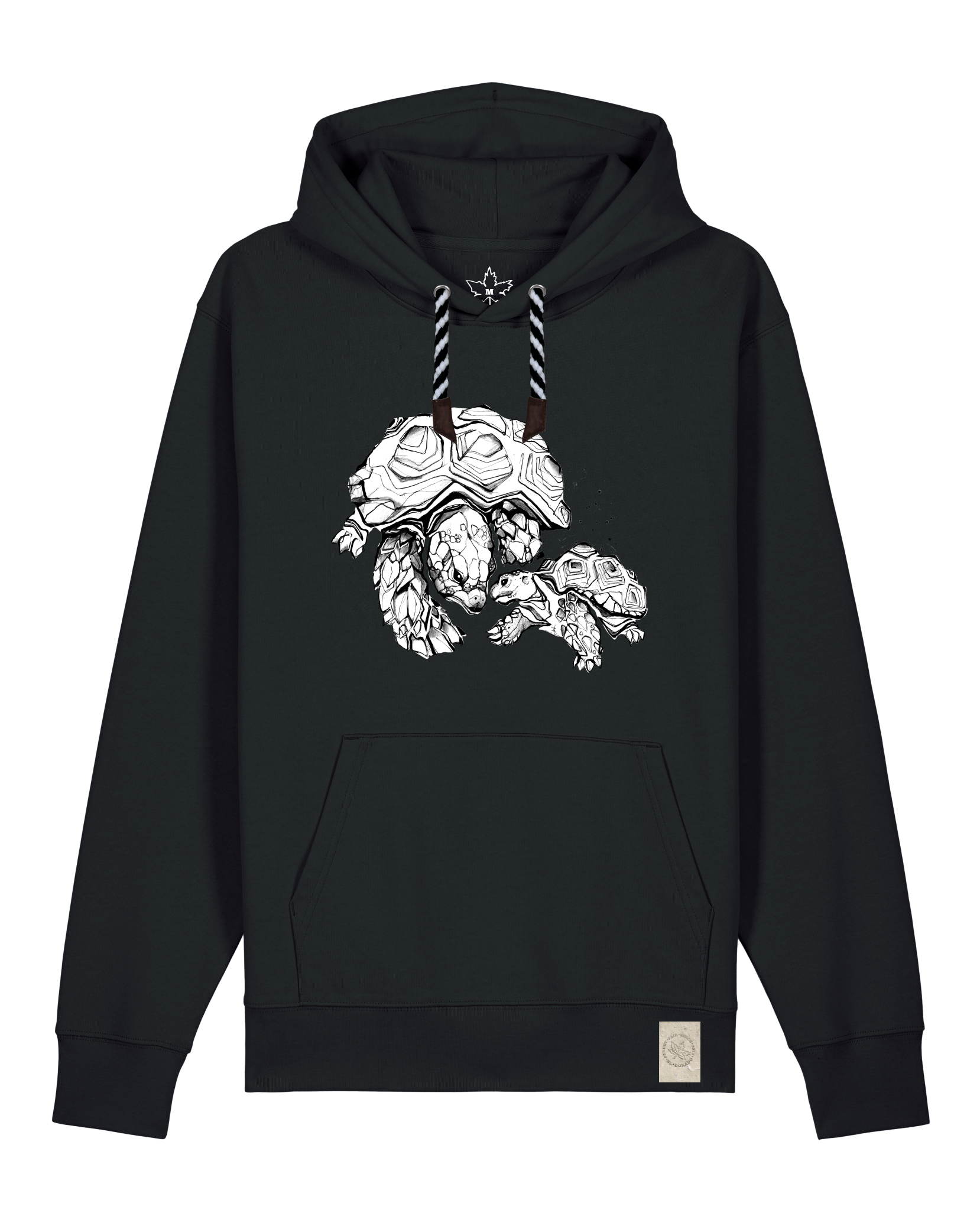 bio-unisex-medium fit-hoodie-schildkrötis-stsu177-schwarz-sw kordel-front