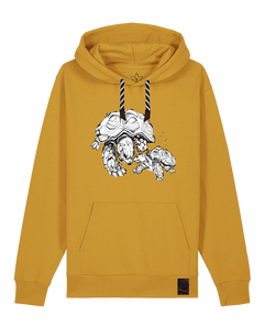 bio-unisex-medium fit-hoodie-schildkrötis-stsu177-senf-sw kordel-front