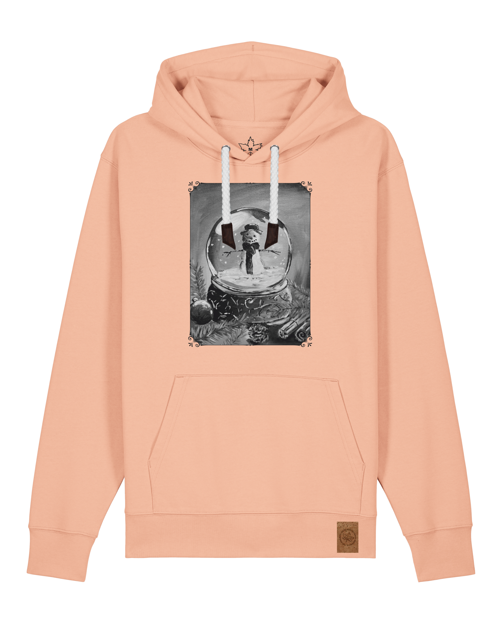 bio-unisex-medium fit-hoodie-schneekugel-stsu177-agyptische keramik-weiße kordel-front