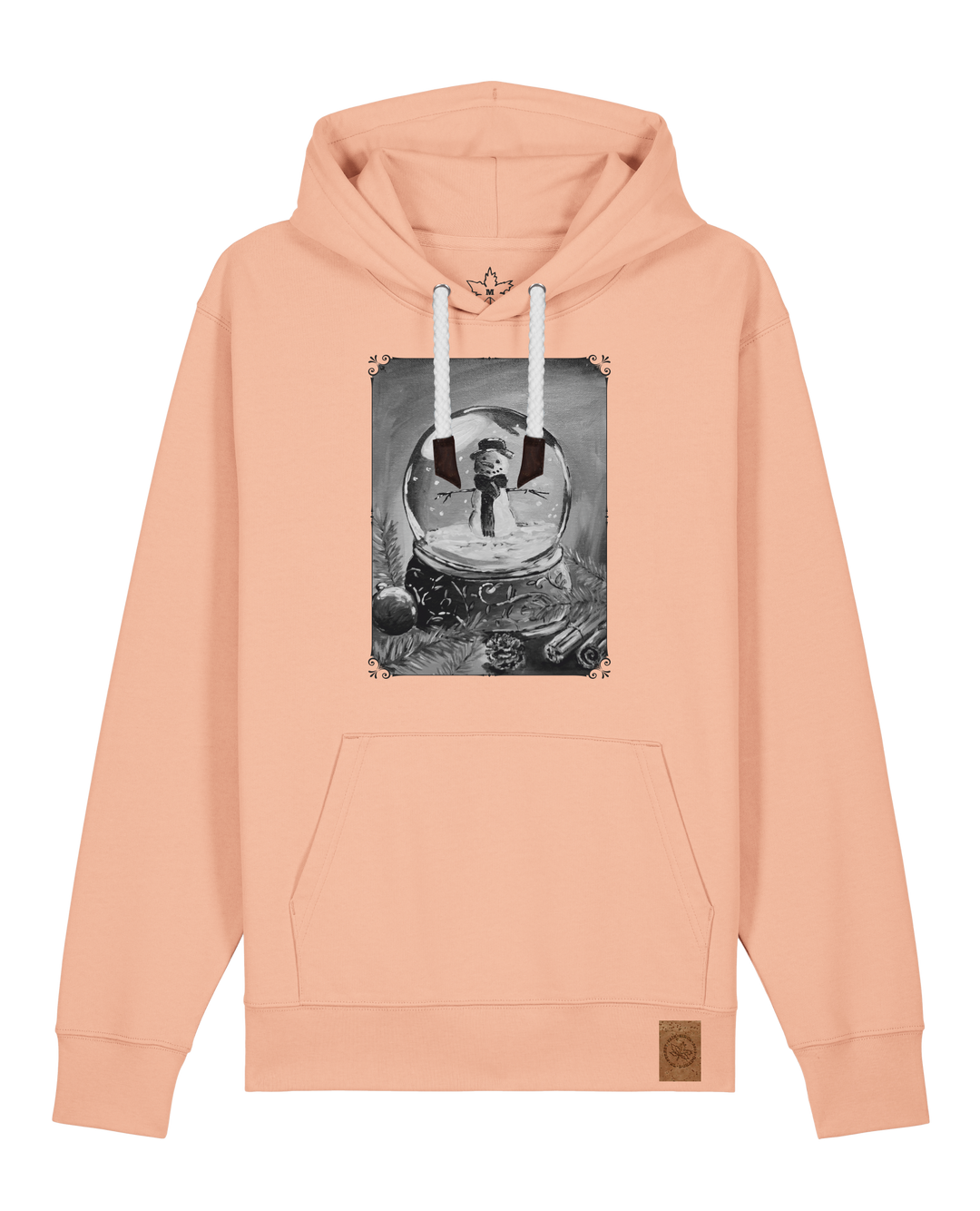 bio-unisex-medium fit-hoodie-schneekugel-stsu177-agyptische keramik-weiße kordel-front