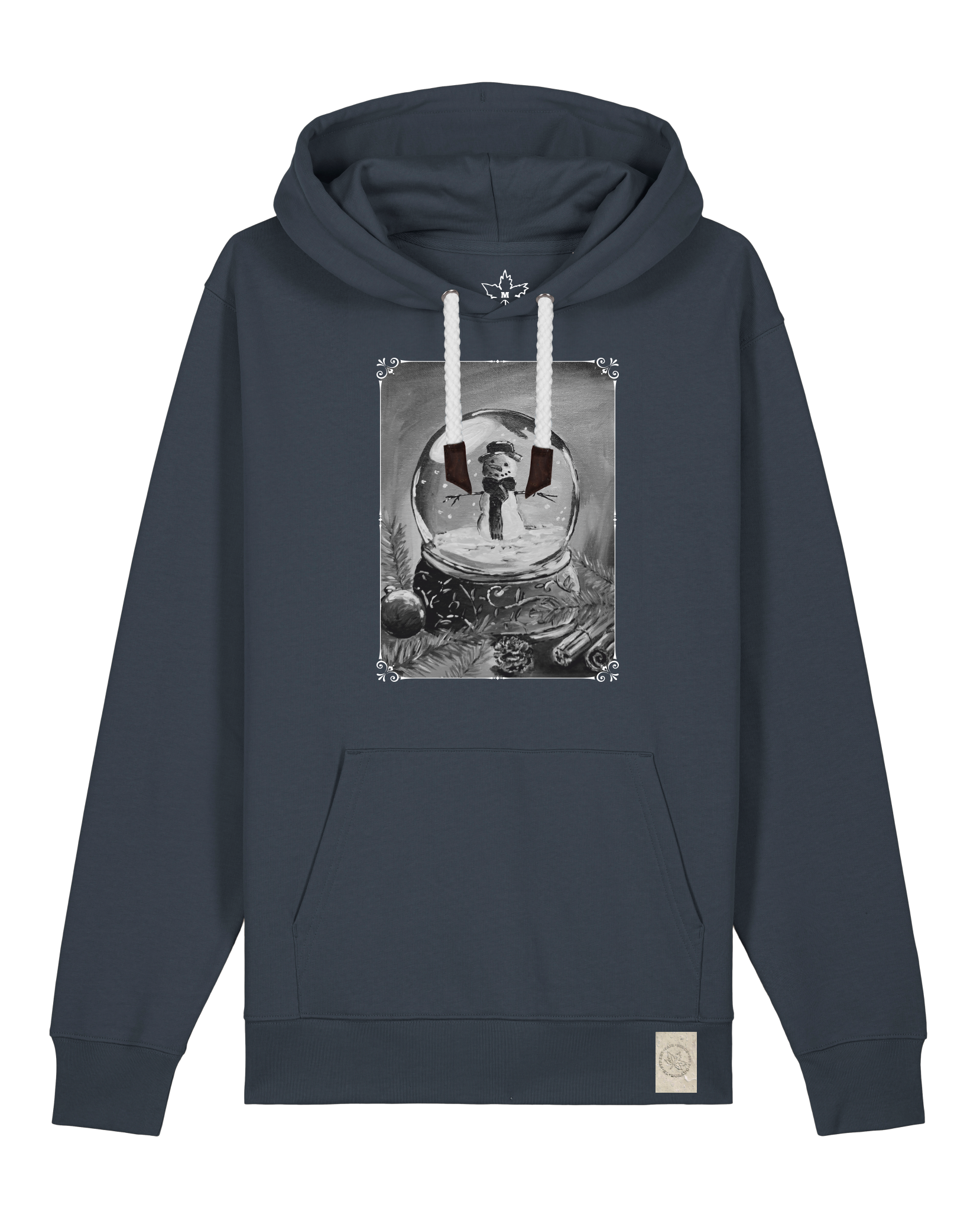 bio-unisex-medium fit-hoodie-schneekugel-stsu177-blaubeernacht-weiße kordel-front