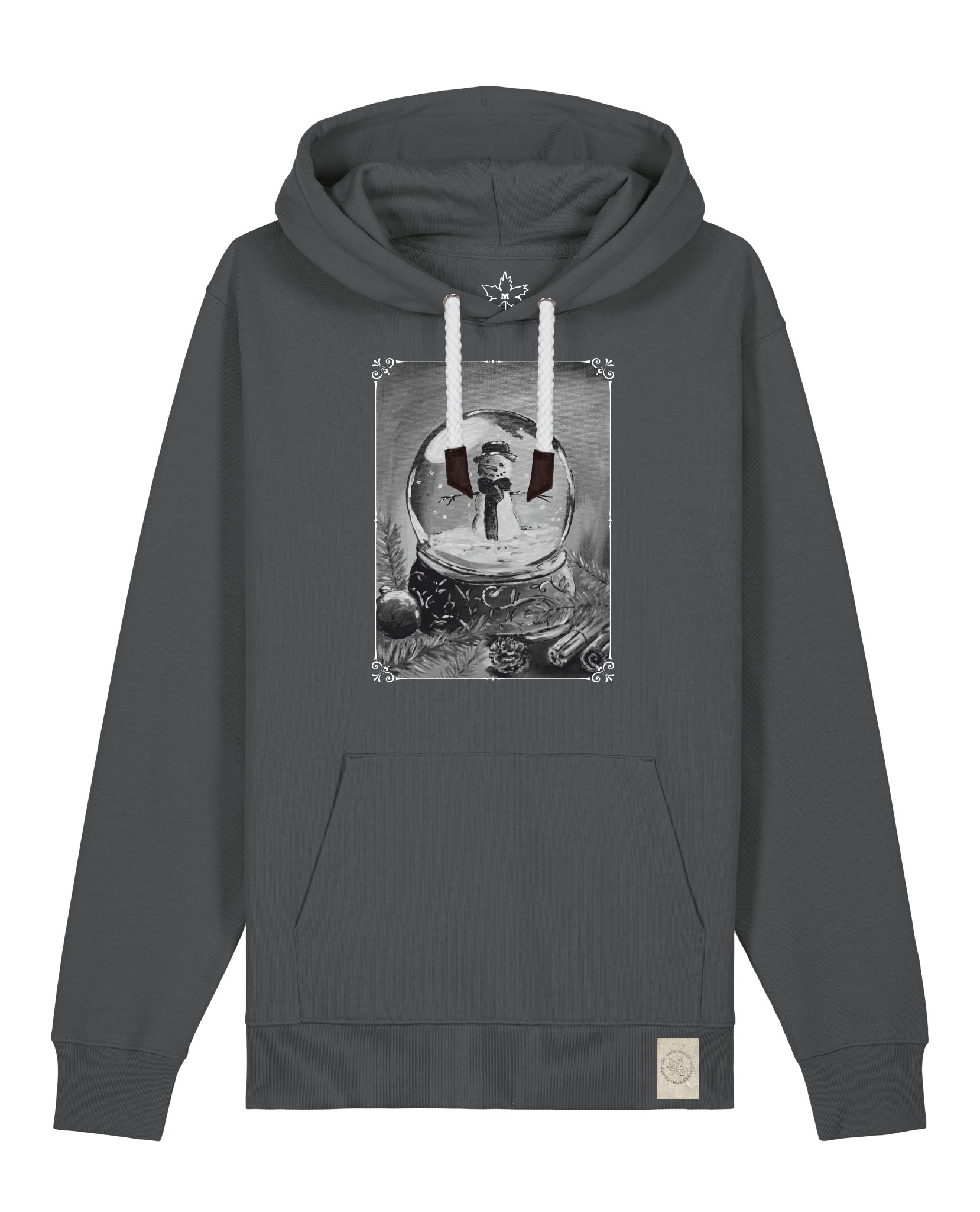 bio-unisex-medium fit-hoodie-schneekugel-stsu177-eisen-weiße kordel-front