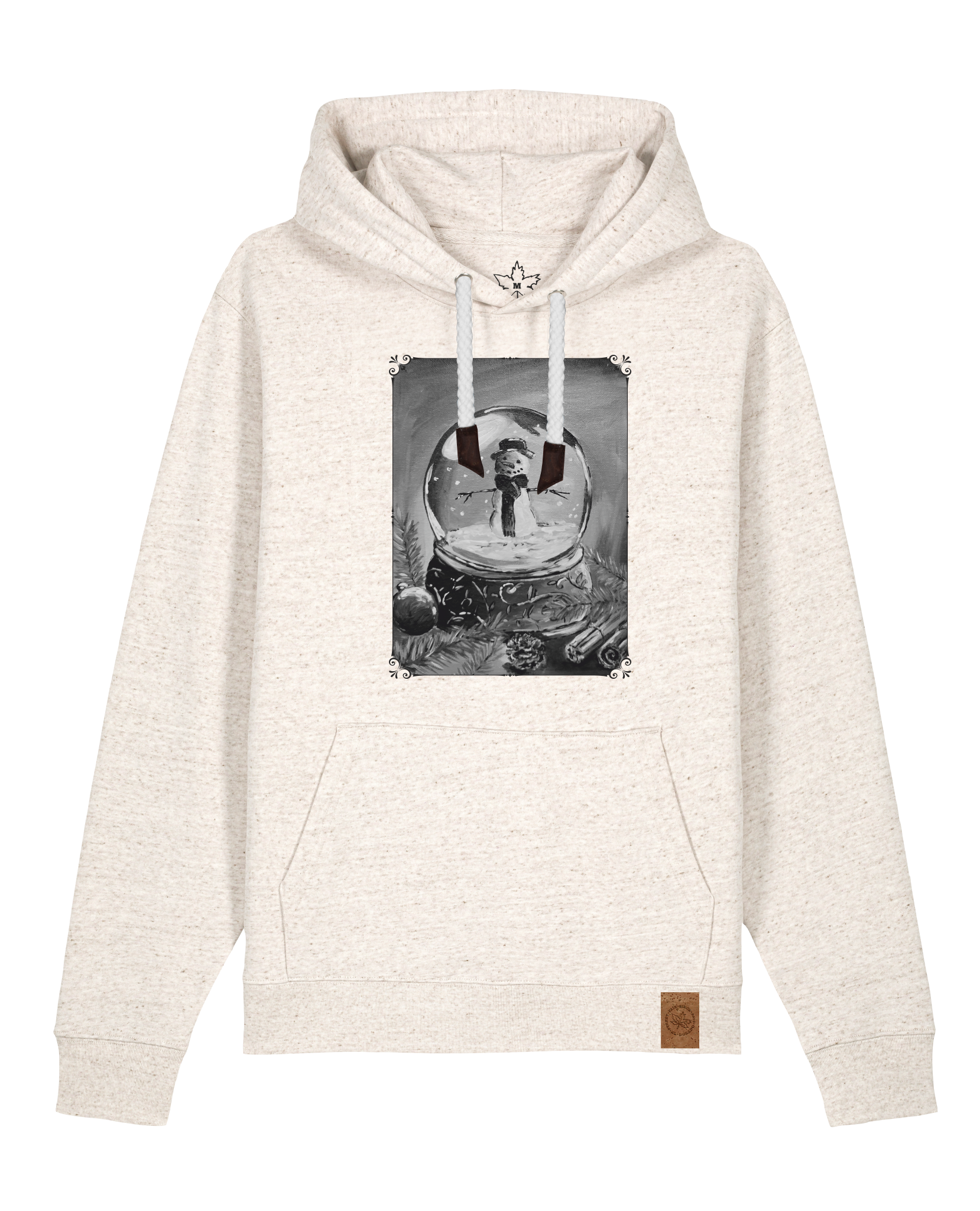 bio-unisex-medium fit-hoodie-schneekugel-stsu177-elbsandstein-weiße kordel-front